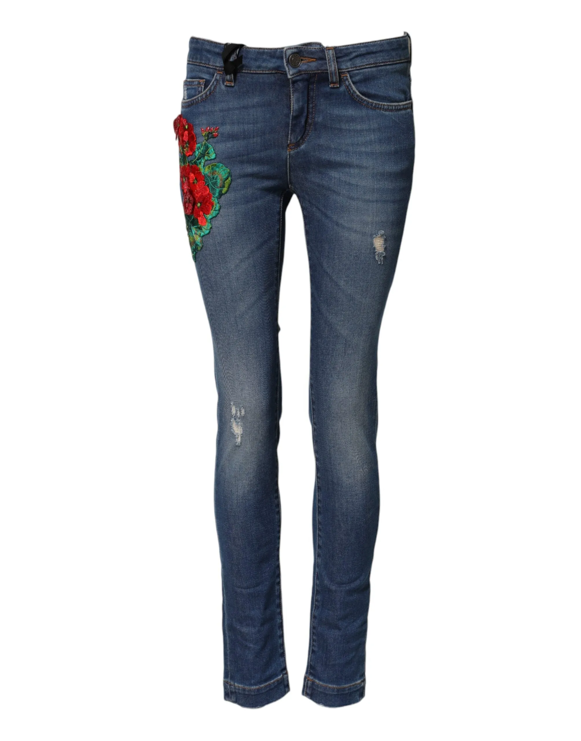 Blue Cotton Mid Waist Skinny Denim Jeans sold by Lord & Taylor product image thumbnail 2