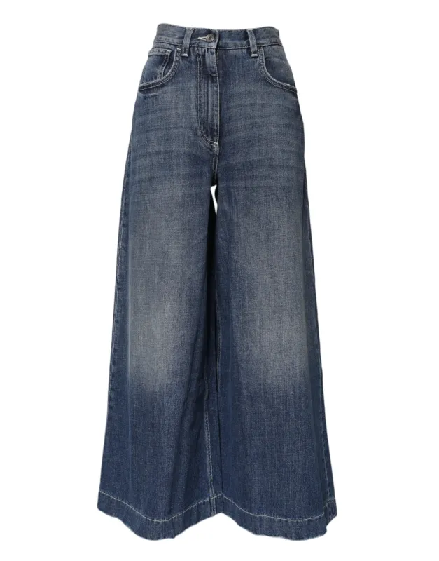 Blue Cotton High Waist Wide Leg Denim Jeans sold by Lord & Taylor
