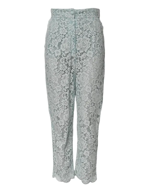 Mint Green Cotton Floral Lace Trousers Pants sold by Lord & Taylor