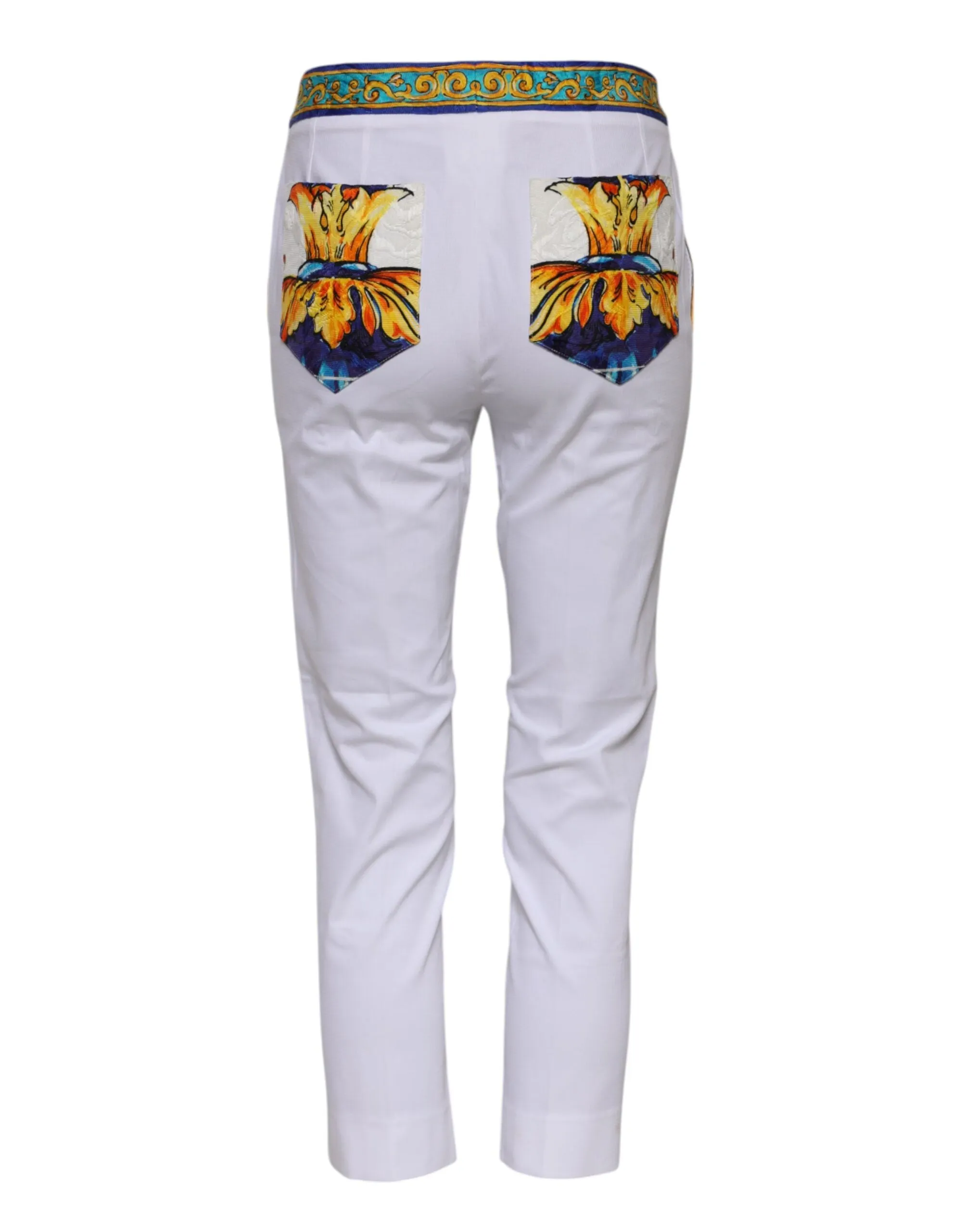 White Cotton Mid Waist Tapered Trouser Pants sold by Lord & Taylor product image thumbnail 3