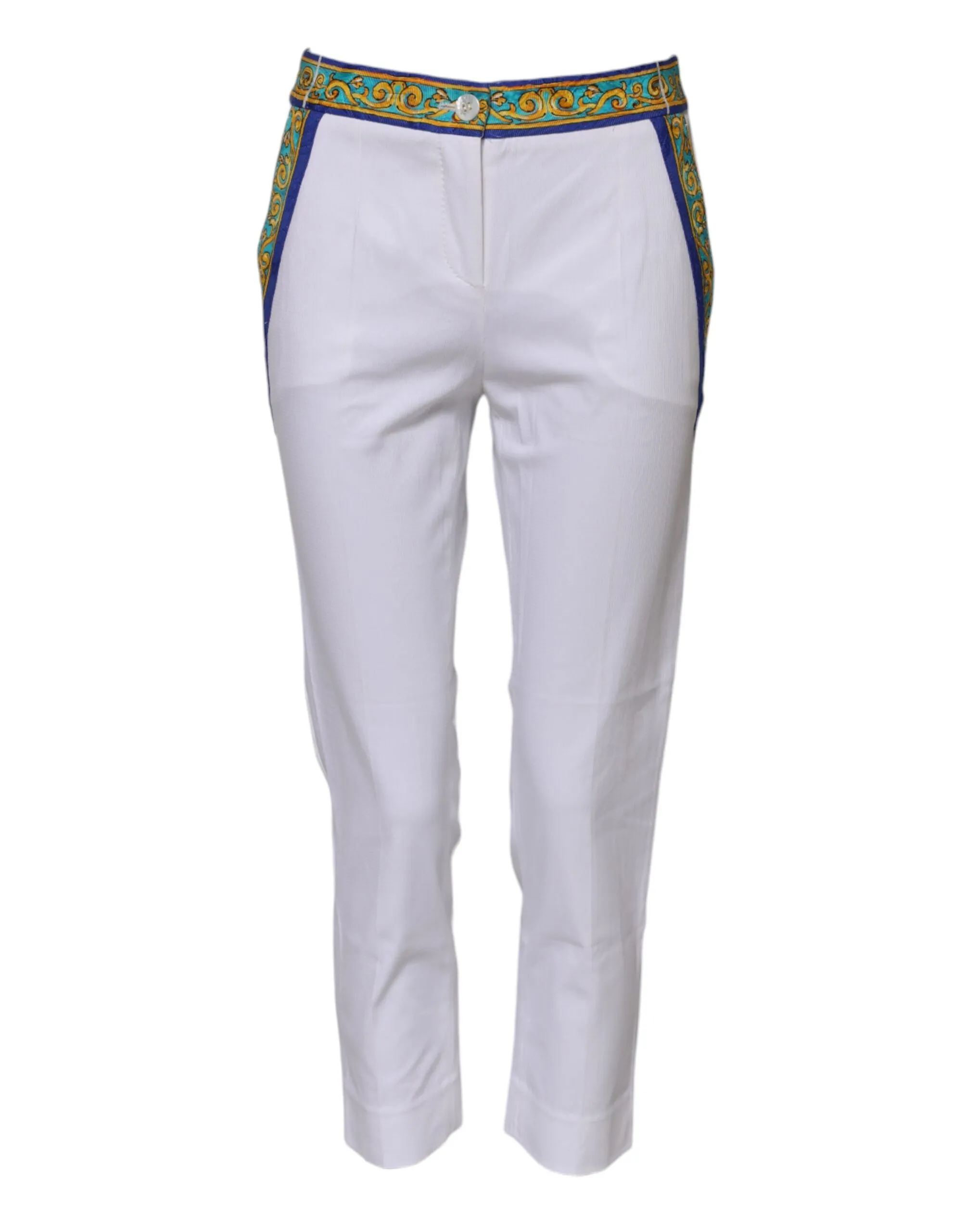 White Cotton Mid Waist Tapered Trouser Pants sold by Lord & Taylor product image thumbnail 2