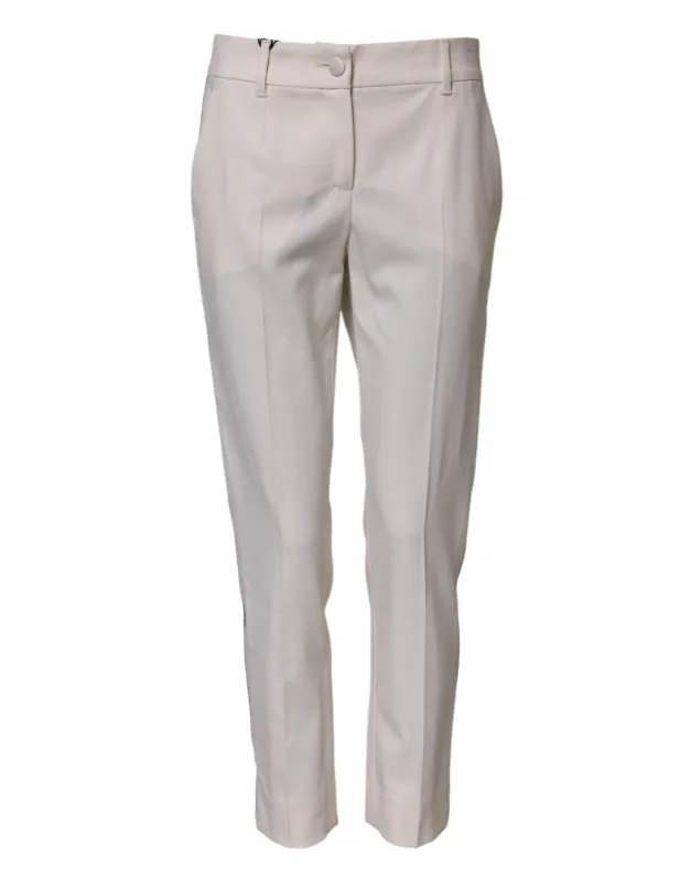 White Wool Mid Waist Tapered Trouser Pants sold by Lord & Taylor