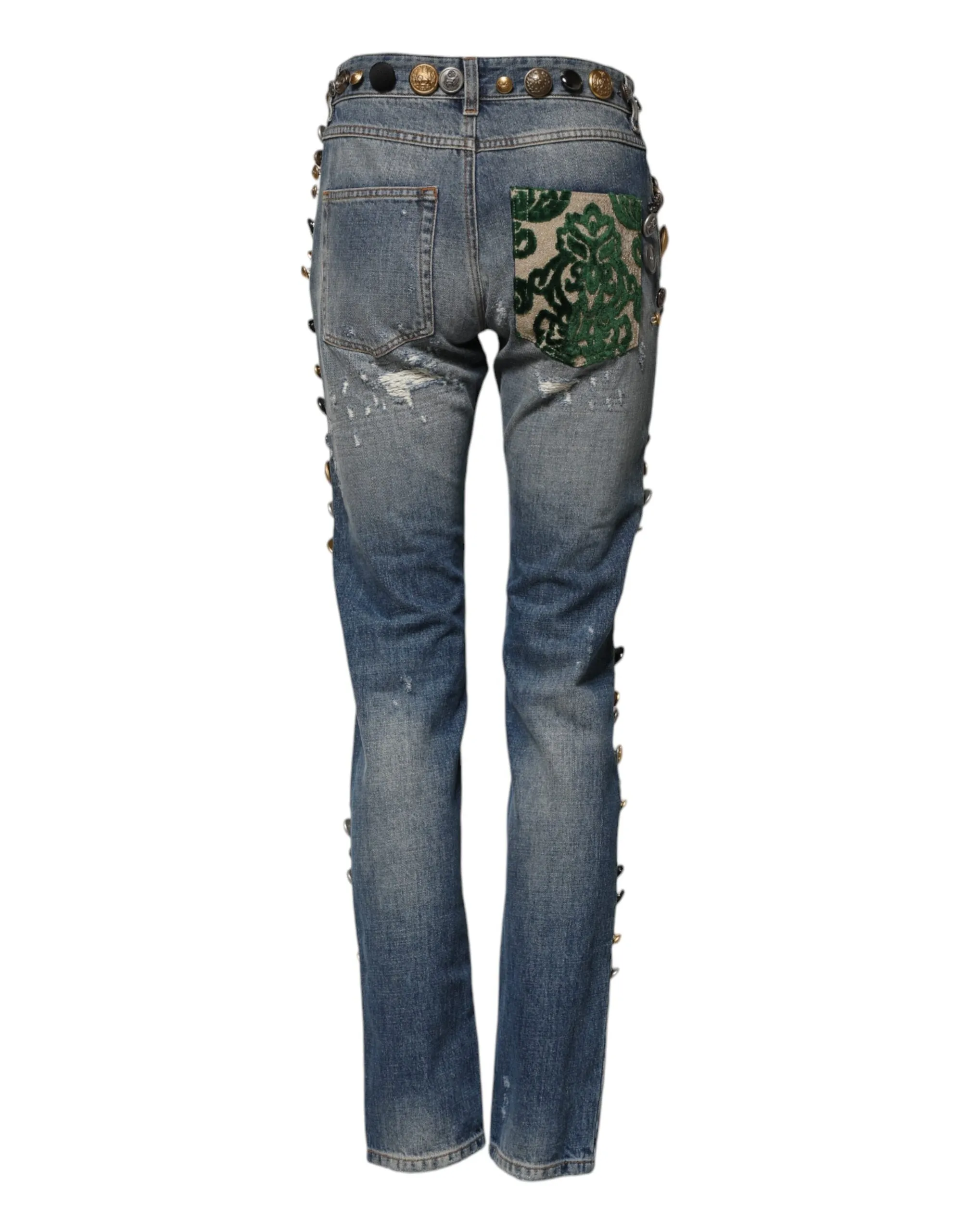 Blue Embellished Tattered SkinnyDenim Jeans sold by Lord & Taylor product image thumbnail 3