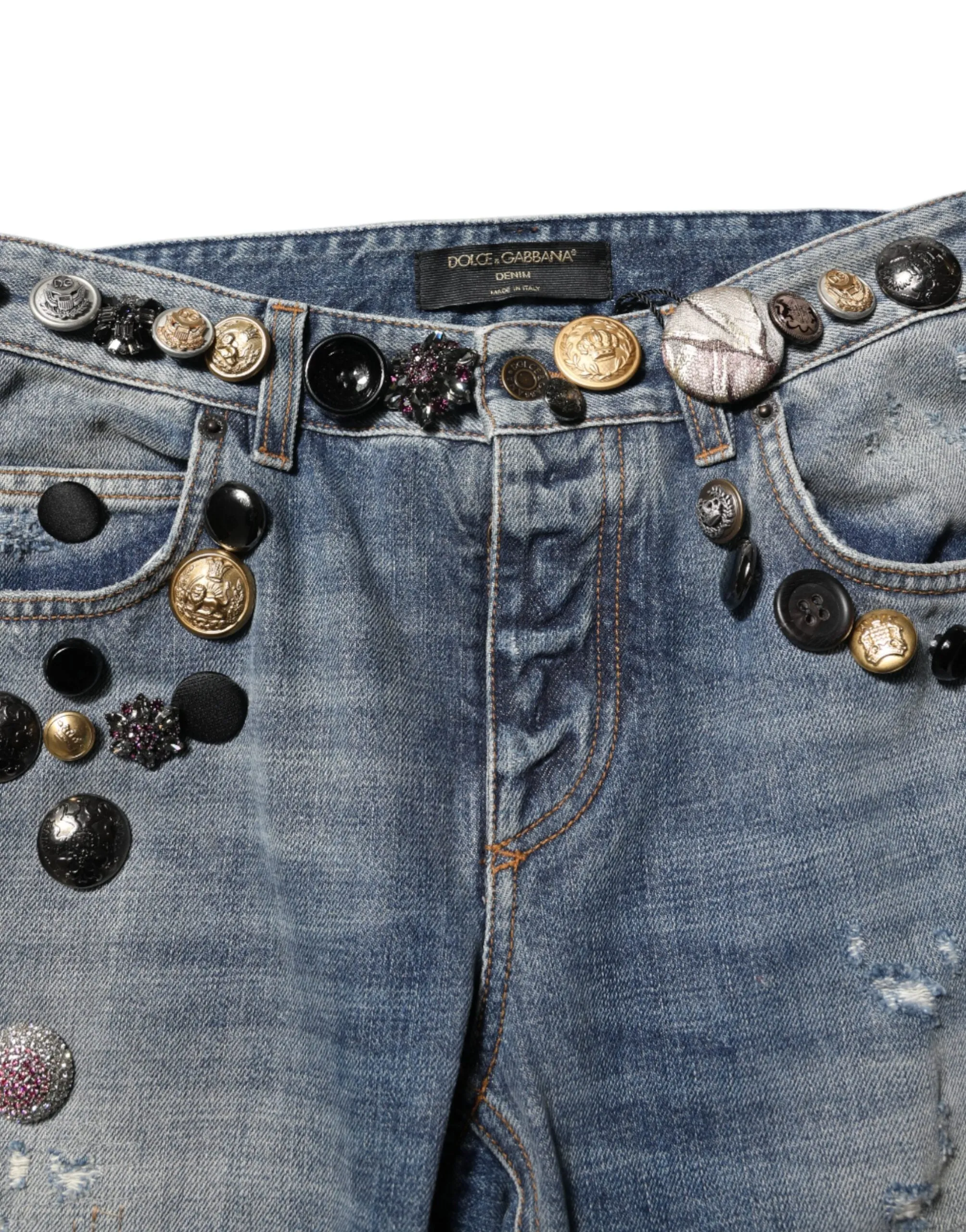 Blue Embellished Tattered SkinnyDenim Jeans sold by Lord & Taylor product image thumbnail 4