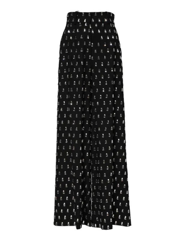 Black Crystal Embellished Wide Leg Pants sold by Lord & Taylor