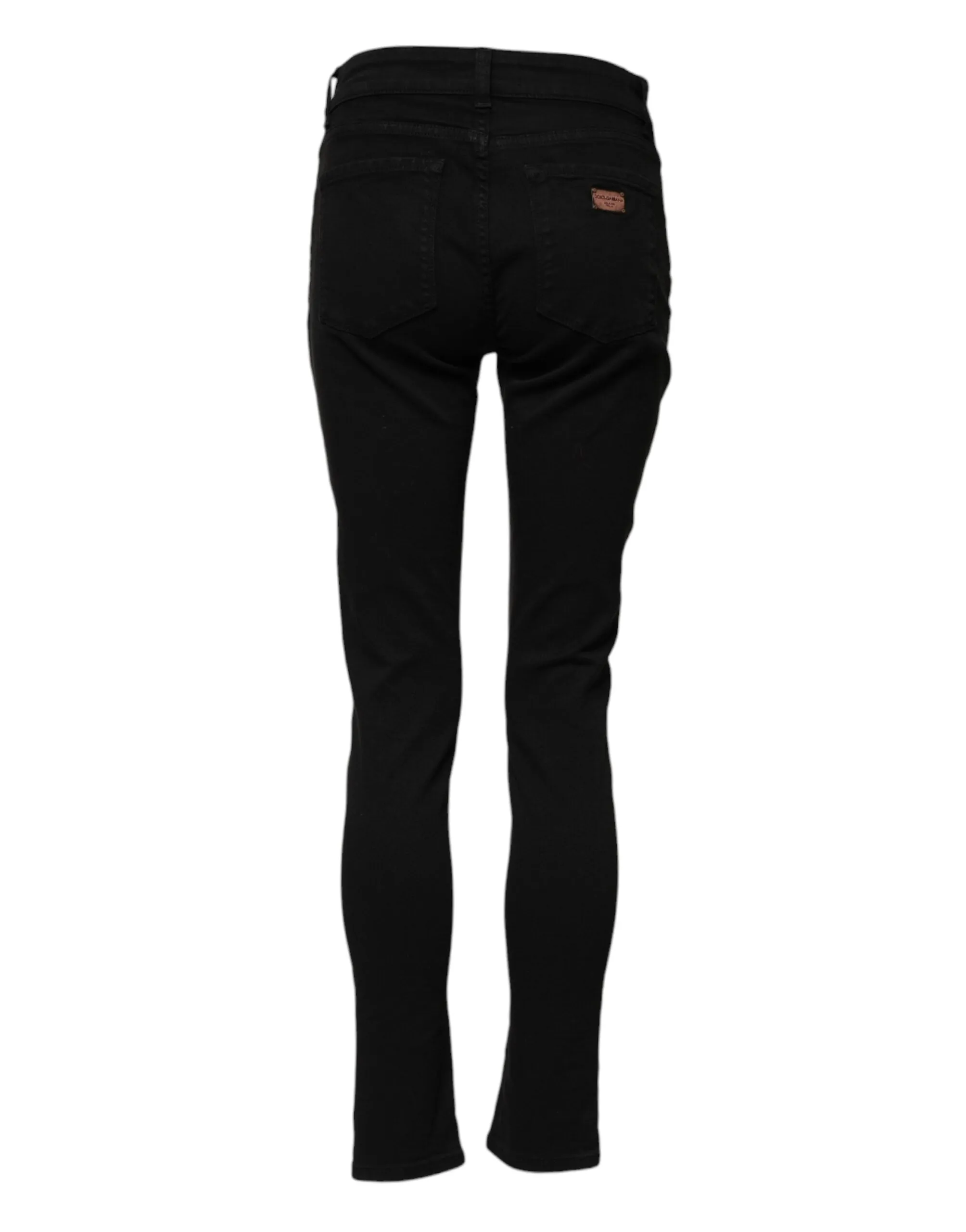 Black Cotton Logo Skinny Mid Waist Denim Jeans sold by Lord & Taylor product image thumbnail 3