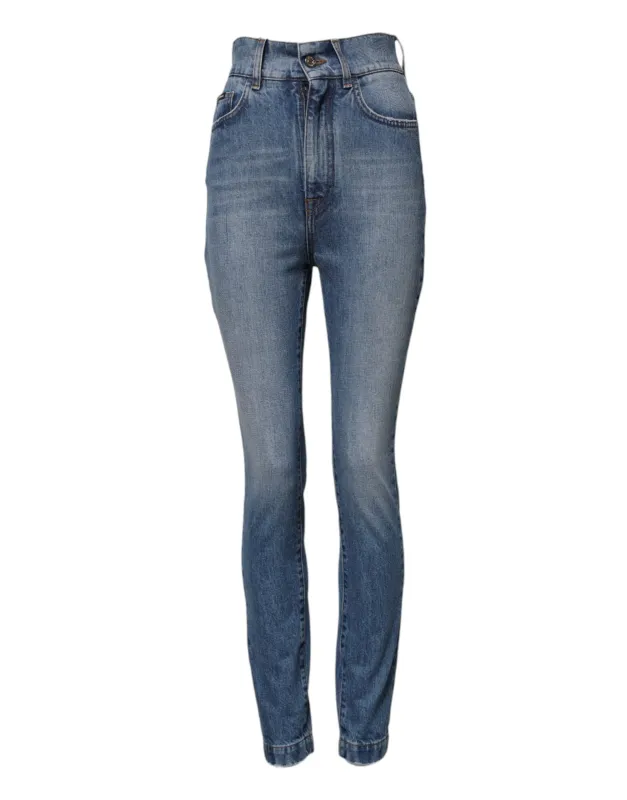 Blue Washed Skinny High Waist Denim Jeans sold by Lord & Taylor