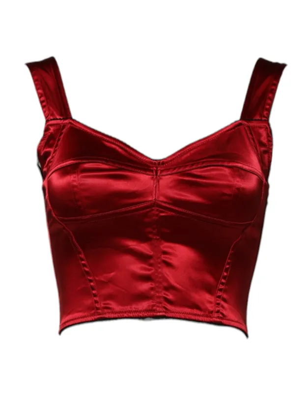 Red Bustier Sleeveless Corset Cropped Top sold by Lord & Taylor