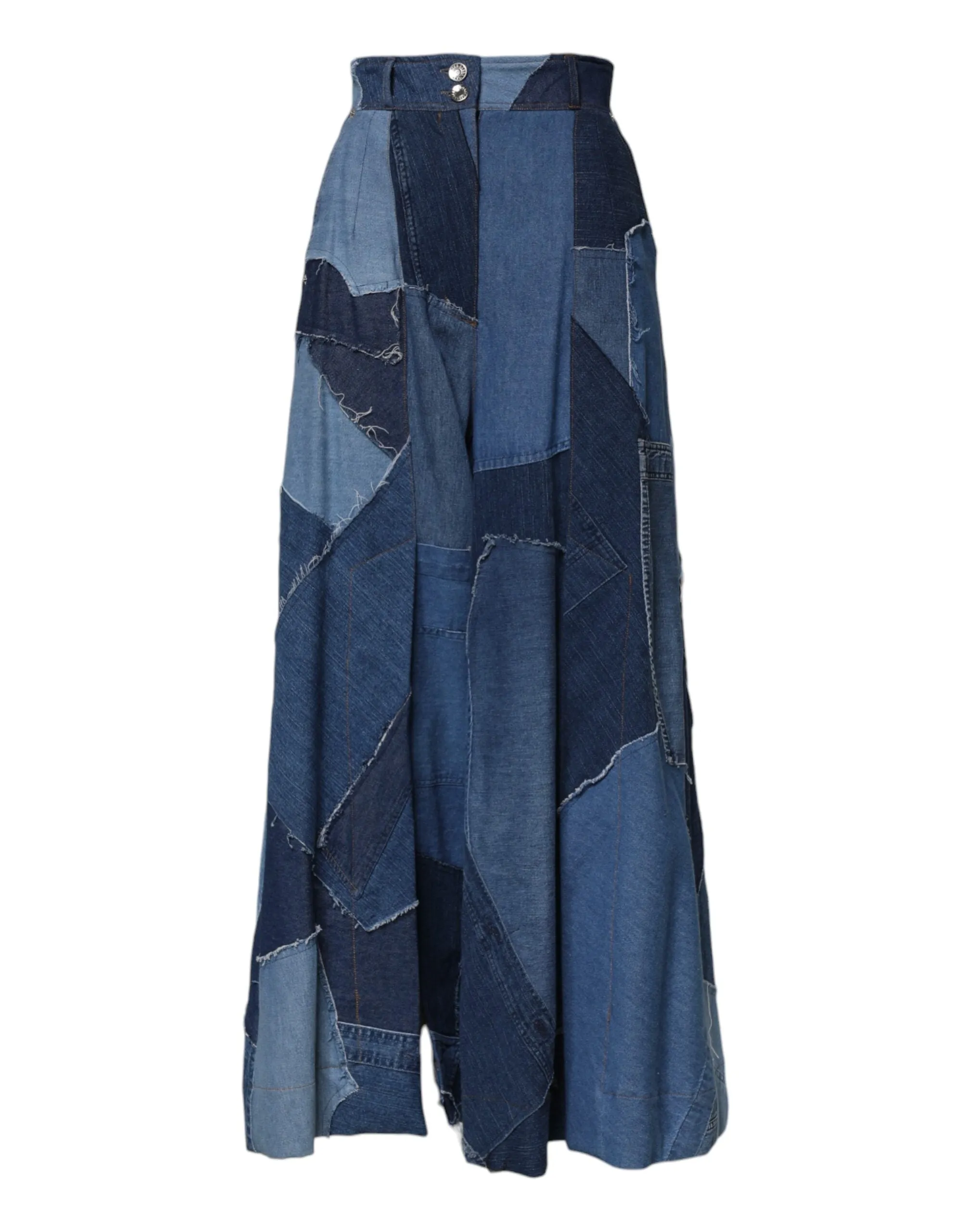 Blue Denim Long Maxi Patchwork Cotton Skirt sold by Lord & Taylor