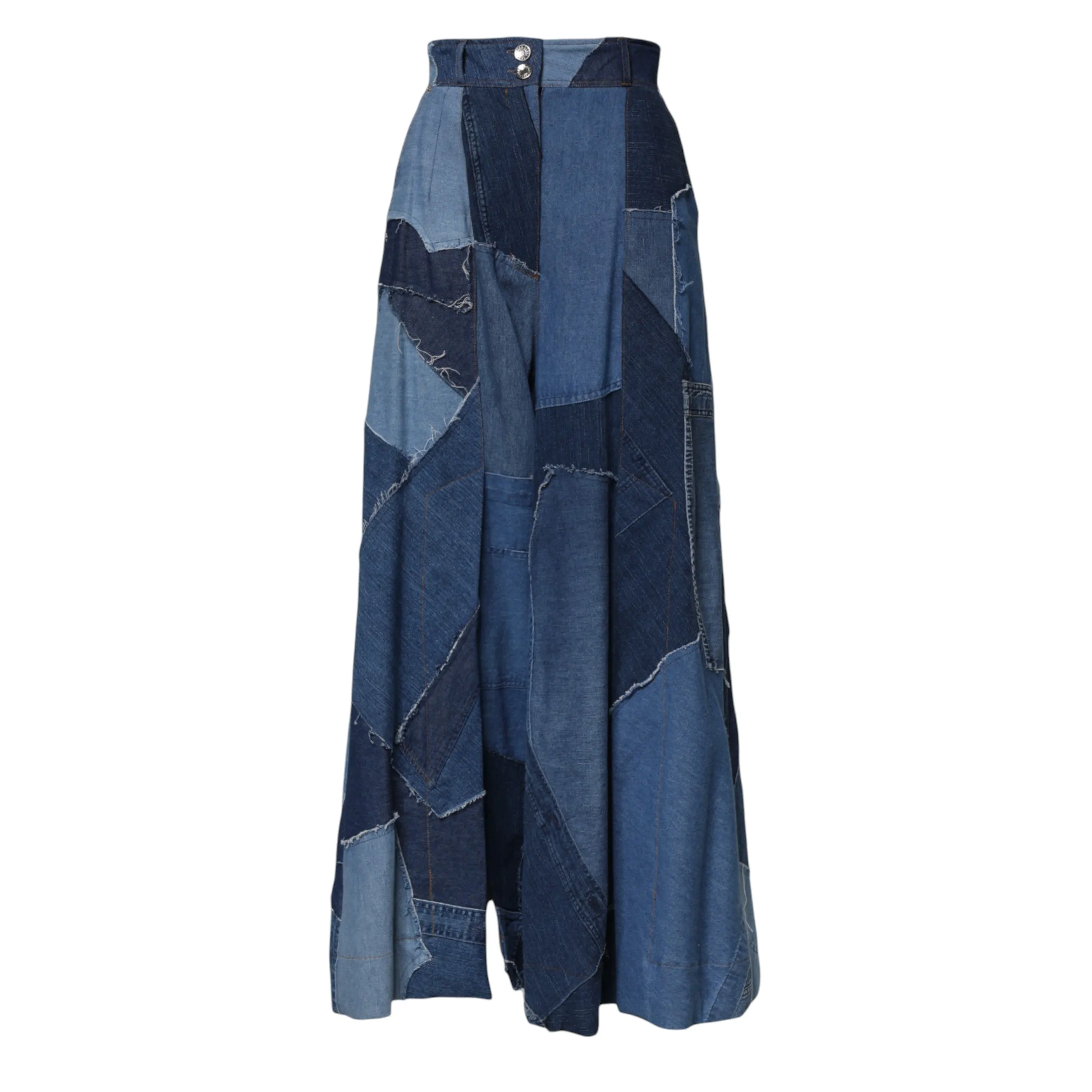 Blue Denim Long Maxi Patchwork Cotton Skirt sold by Lord & Taylor product image thumbnail 5