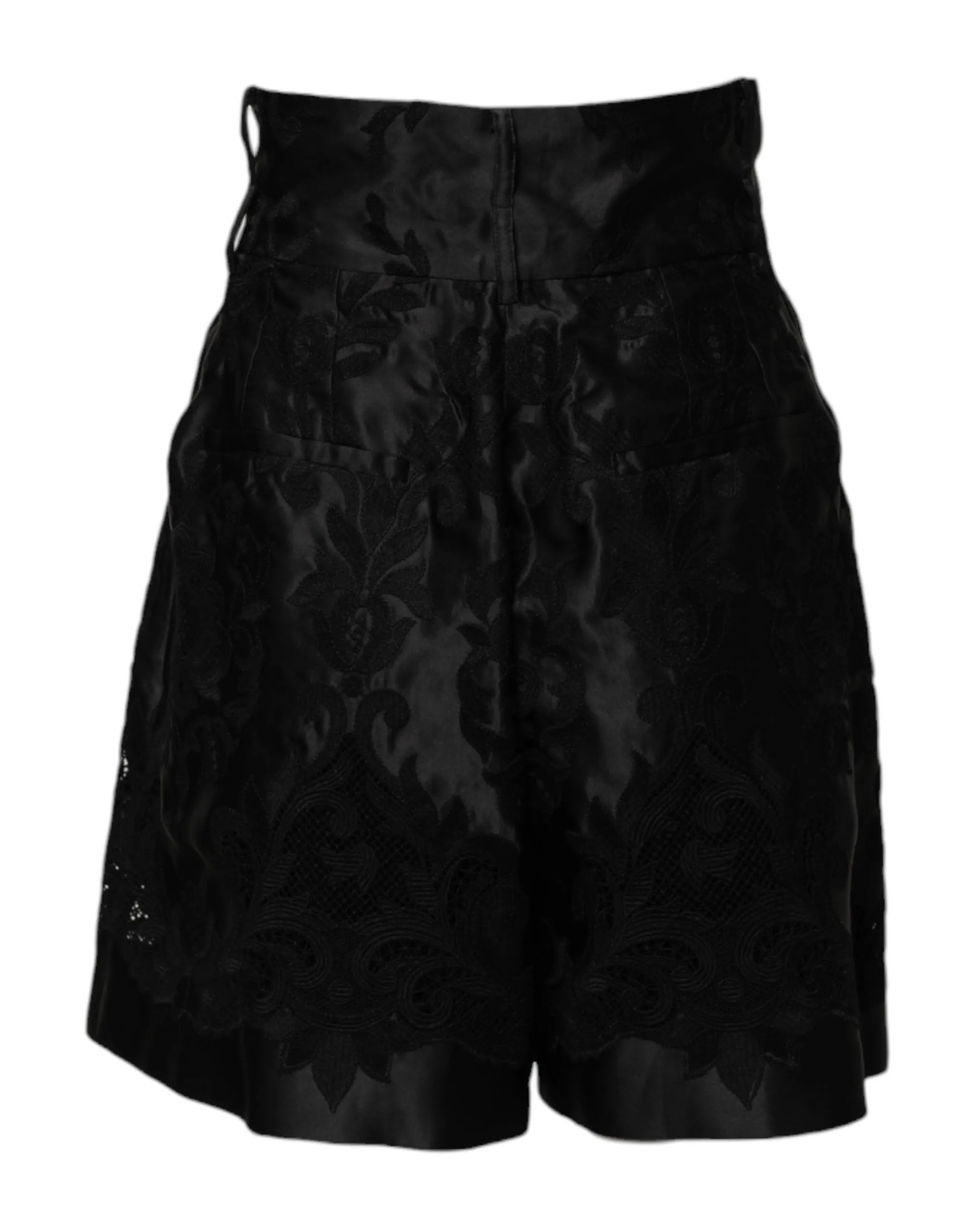 Black Floral Embroidery Silk High Waist Shorts sold by Lord & Taylor product image thumbnail 3
