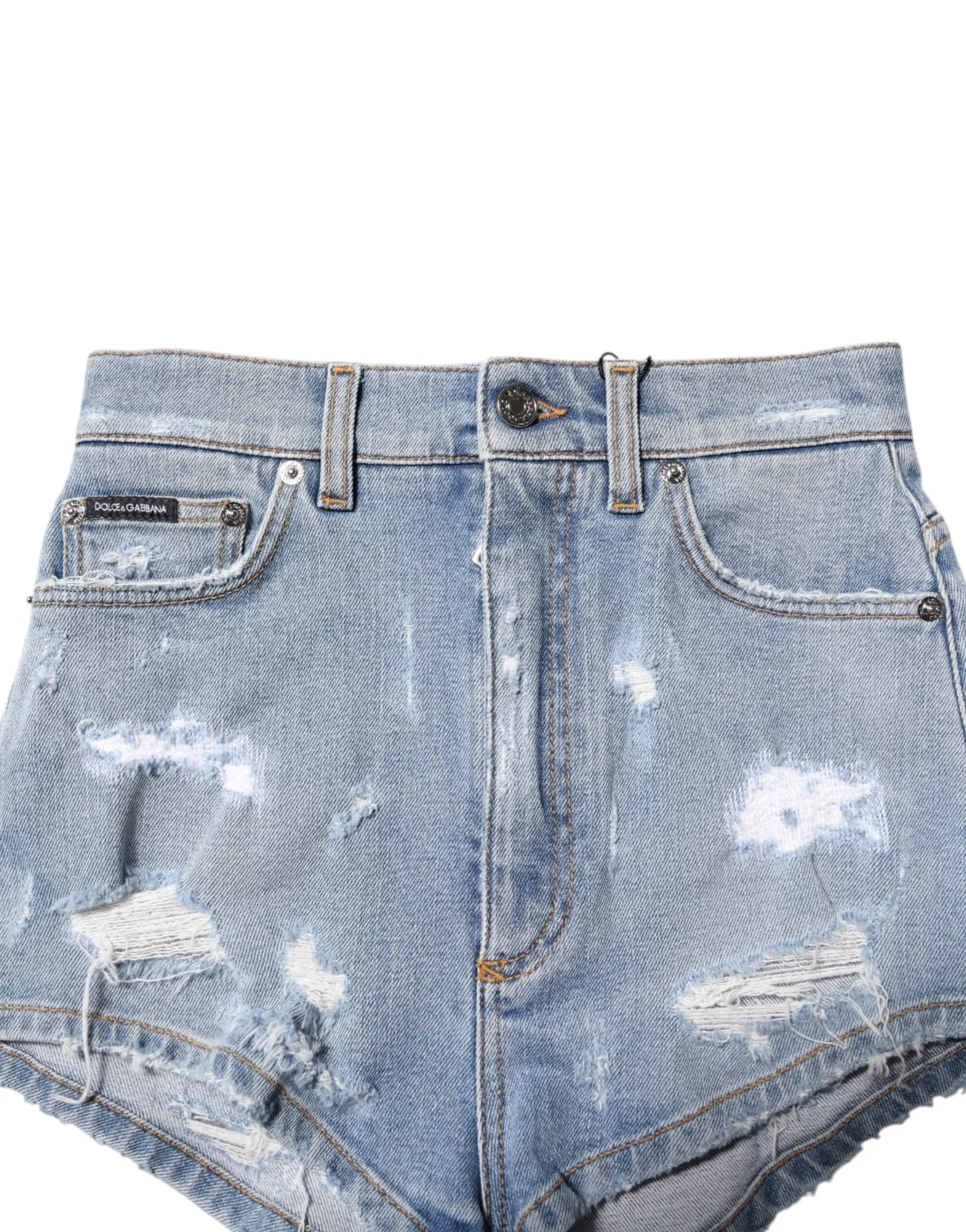 Blue Tattered Denim Cotton Hot Pants Shorts sold by Lord & Taylor product image thumbnail 4