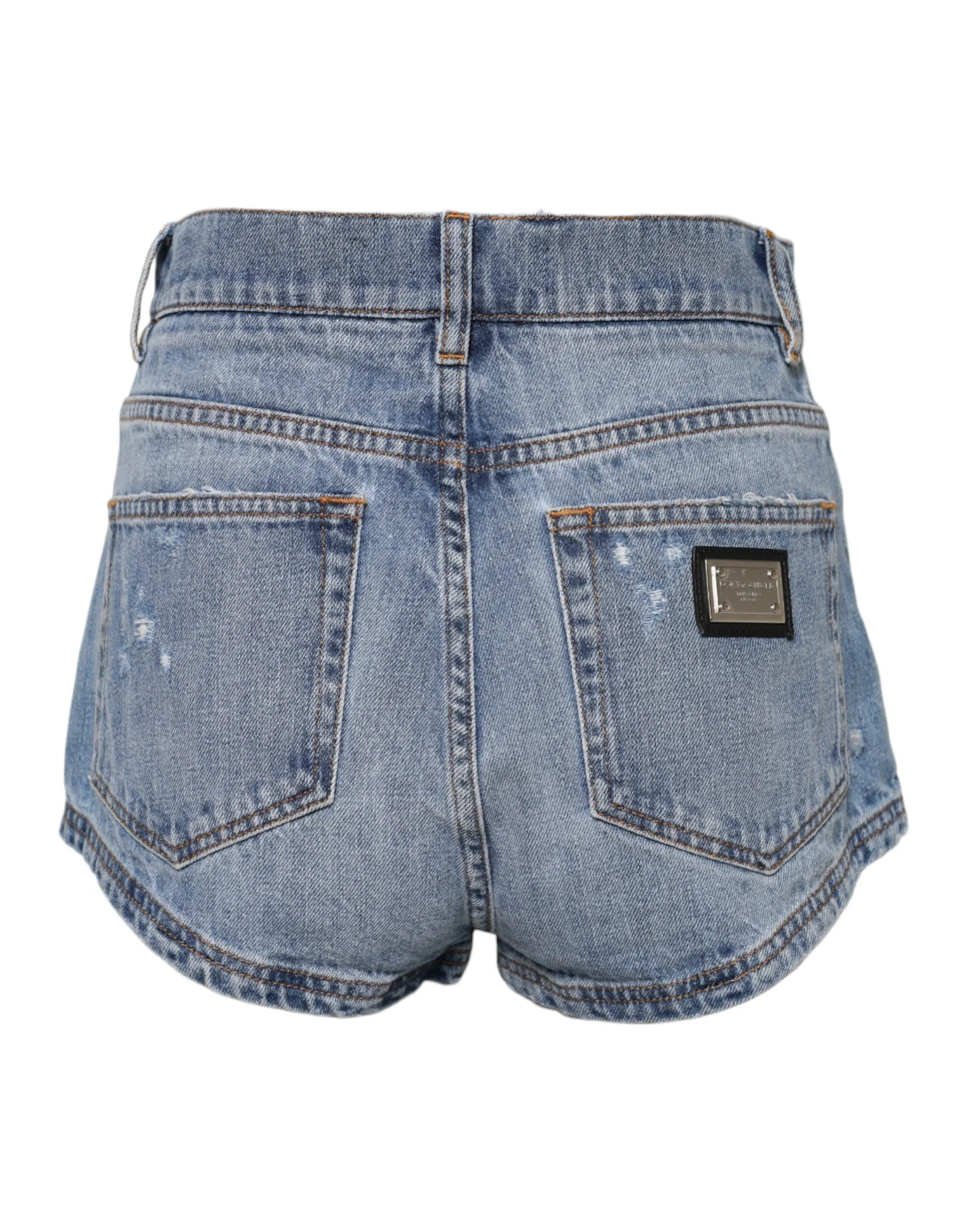 Blue Logo Plaque Denim Cotton Hot Pants Shorts sold by Lord & Taylor product image thumbnail 3