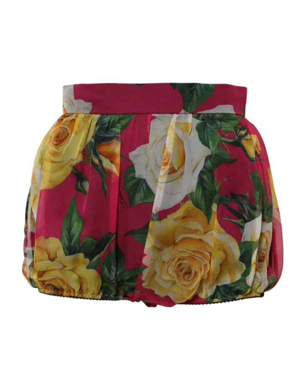 Red Floral High Waist Women Hot Pants Shorts sold by Lord & Taylor