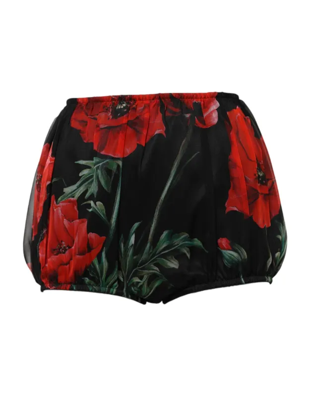 Black Floral High Waist Women Hot Pants Shorts sold by Lord & Taylor
