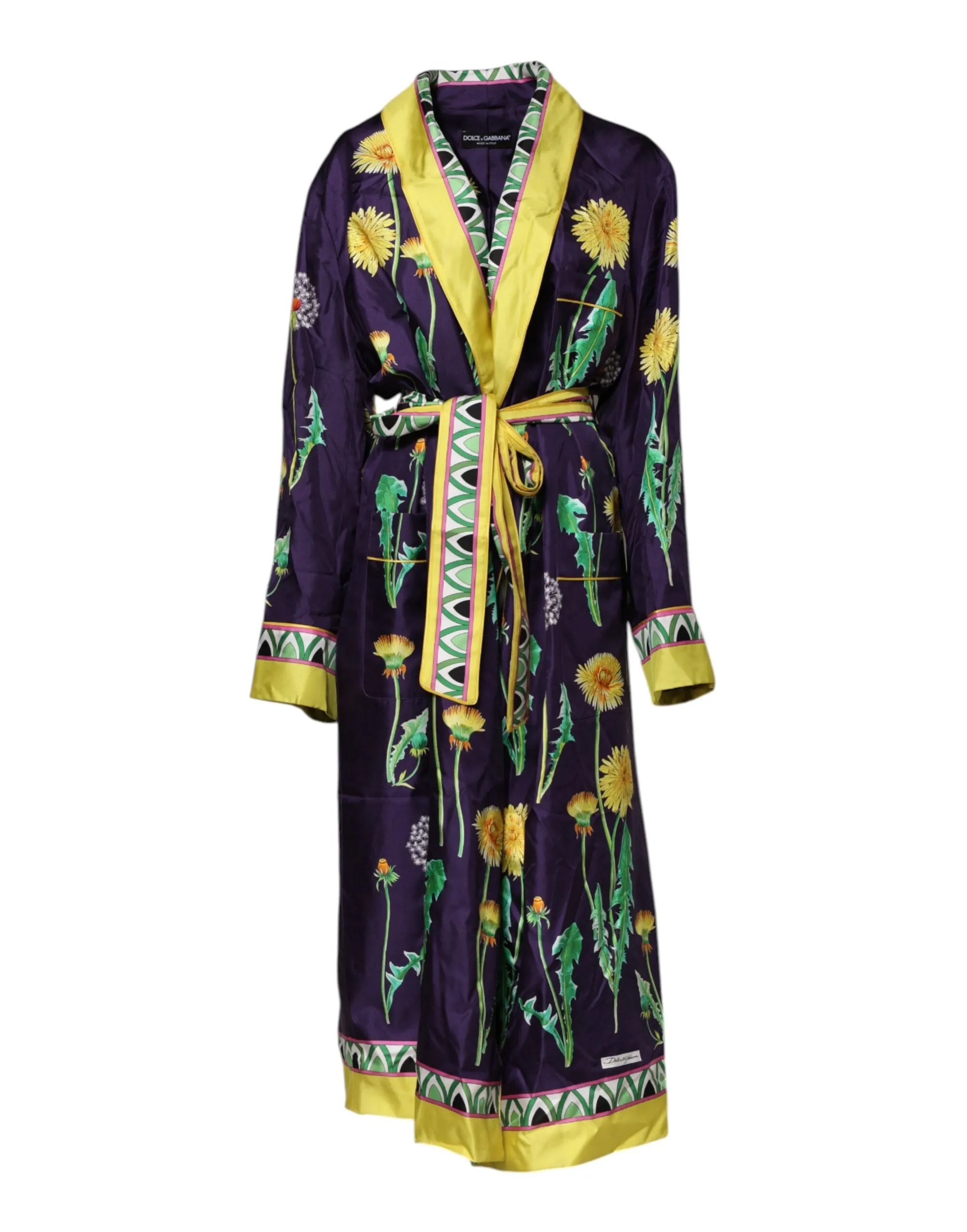 Blue Floral Print Silk Long Sleeves Wrap Robe sold by Lord & Taylor product image thumbnail 2