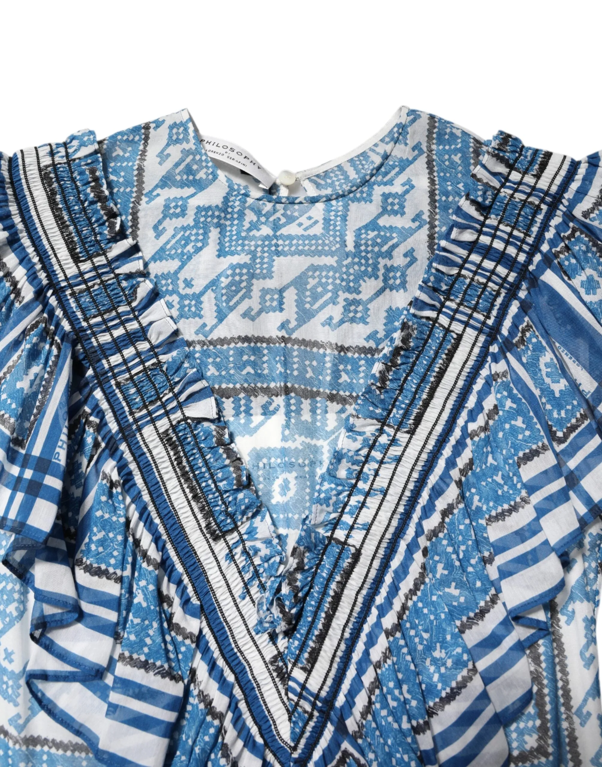 Blue Patterned Layered Short Sleeves Mini Dress sold by Lord & Taylor product image thumbnail 4
