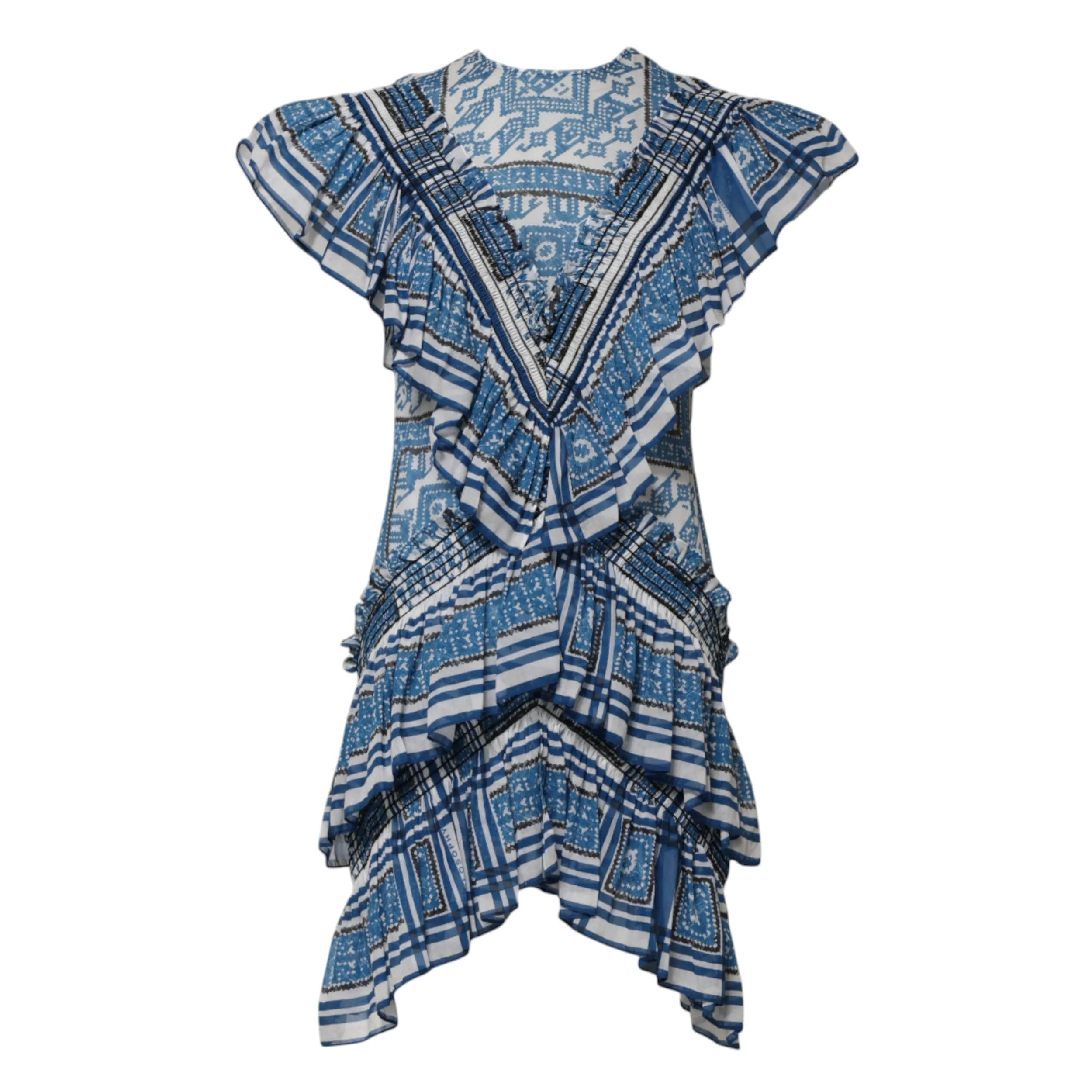 Blue Patterned Layered Short Sleeves Mini Dress sold by Lord & Taylor product image thumbnail 5