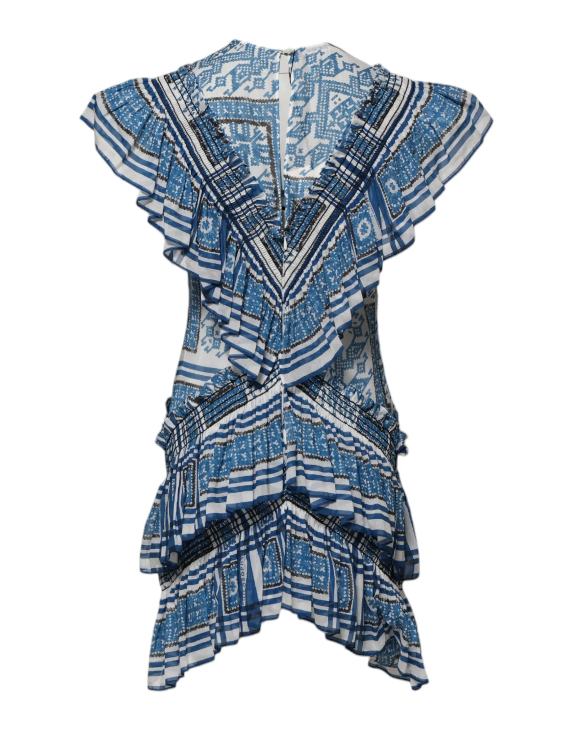 Blue Patterned Layered Short Sleeves Mini Dress sold by Lord & Taylor product image thumbnail 3