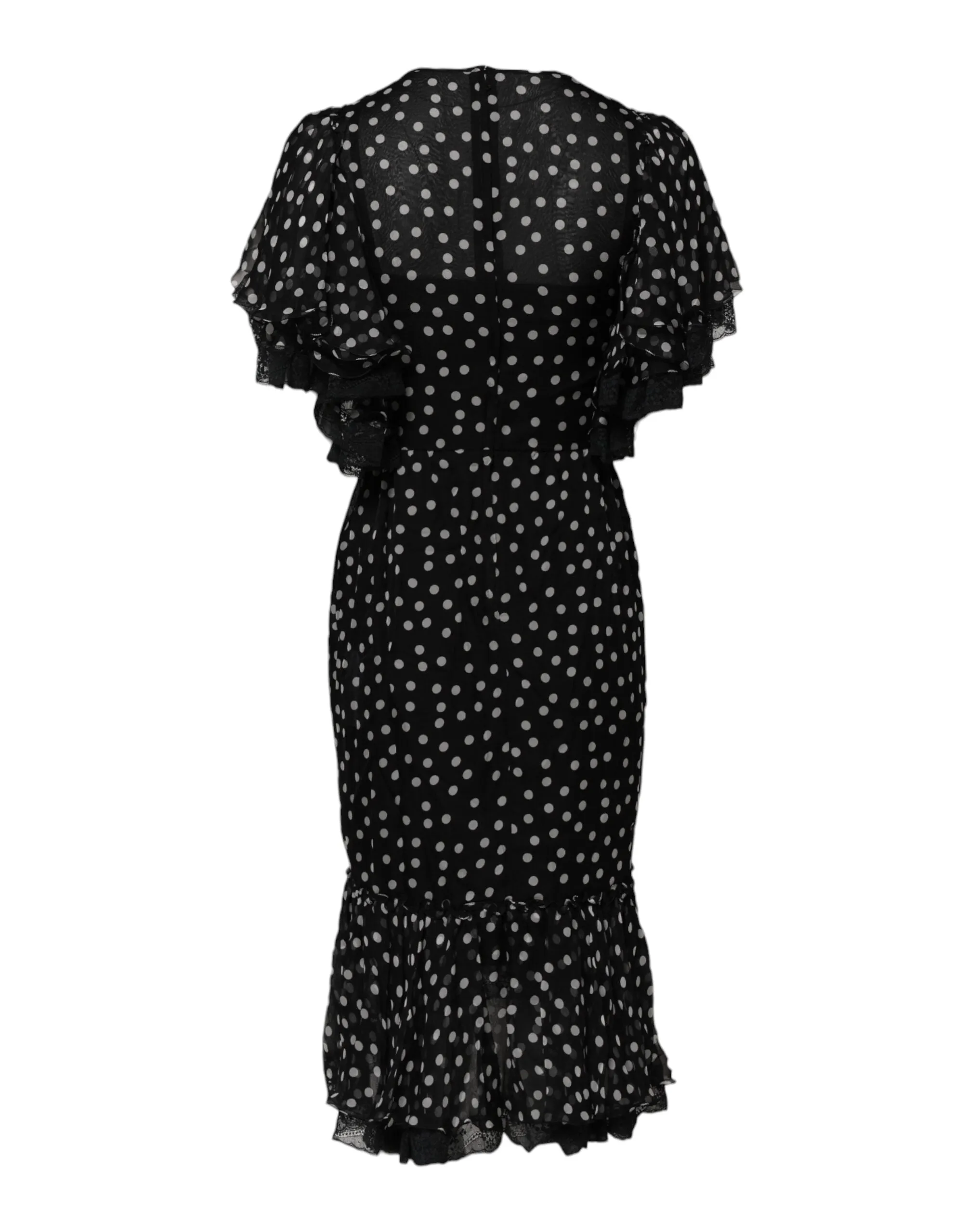 Black White Lace Polka Dot Chiffon Dress sold by Lord & Taylor product image thumbnail 4