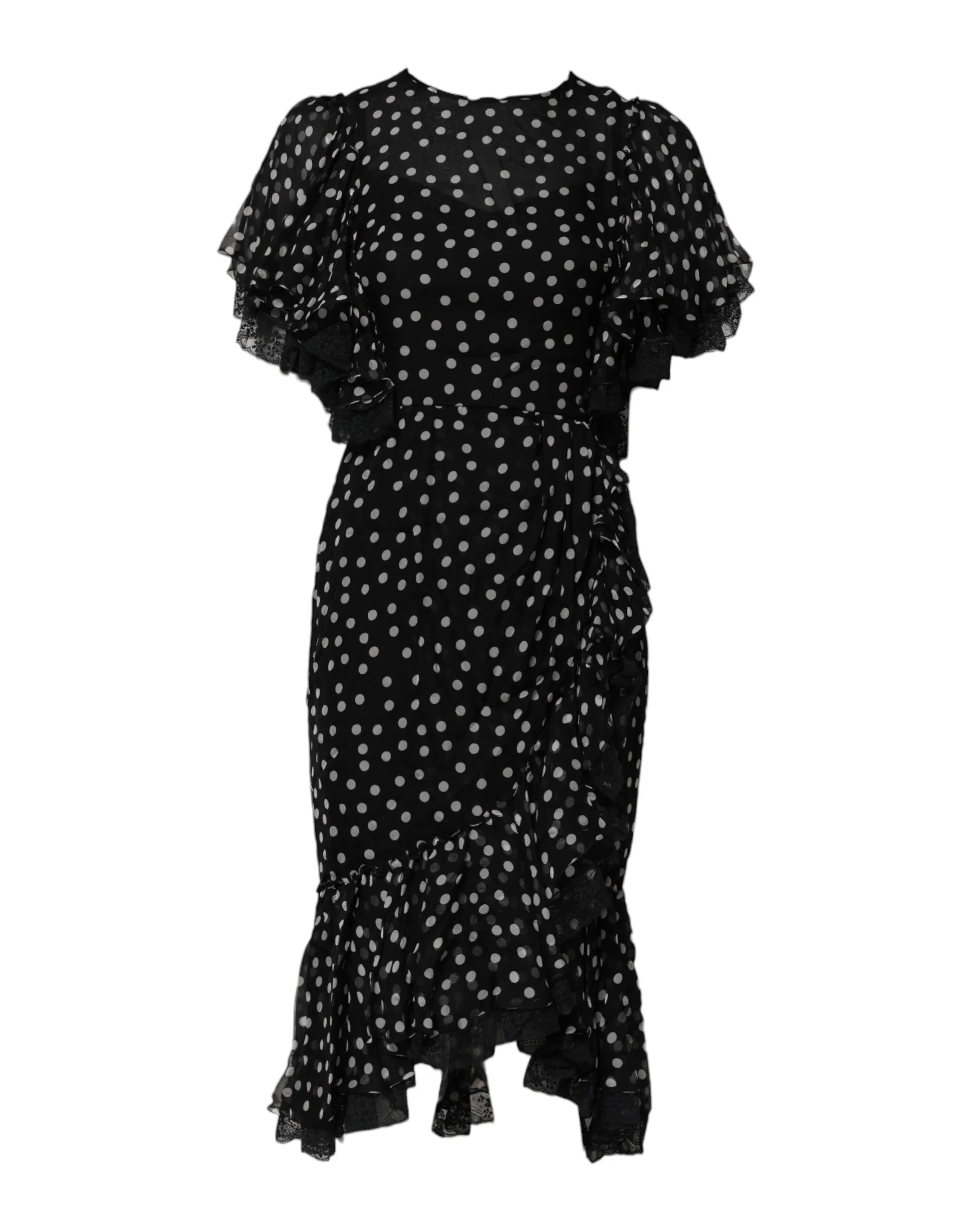 Black White Lace Polka Dot Chiffon Dress sold by Lord & Taylor product image thumbnail 2