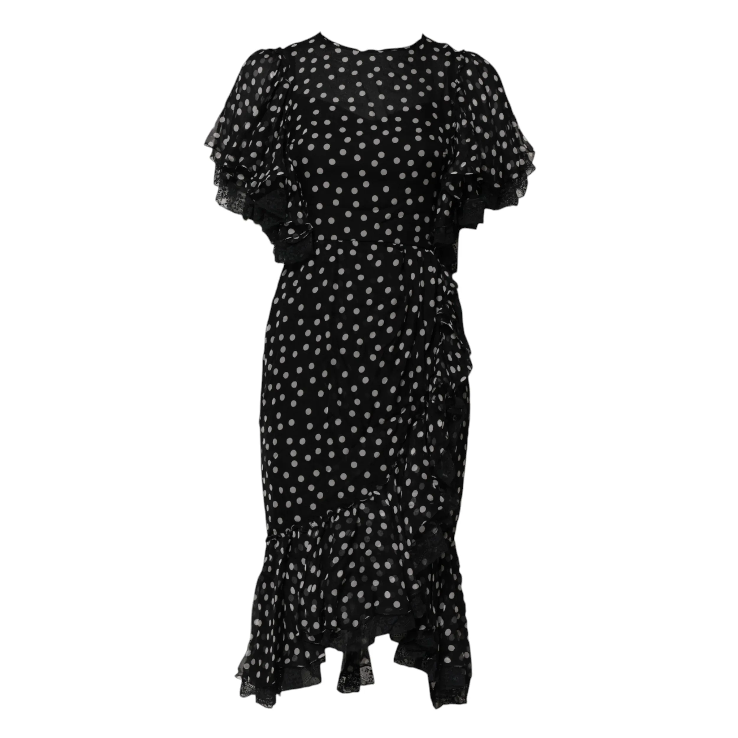 Black White Lace Polka Dot Chiffon Dress sold by Lord & Taylor product image thumbnail 3