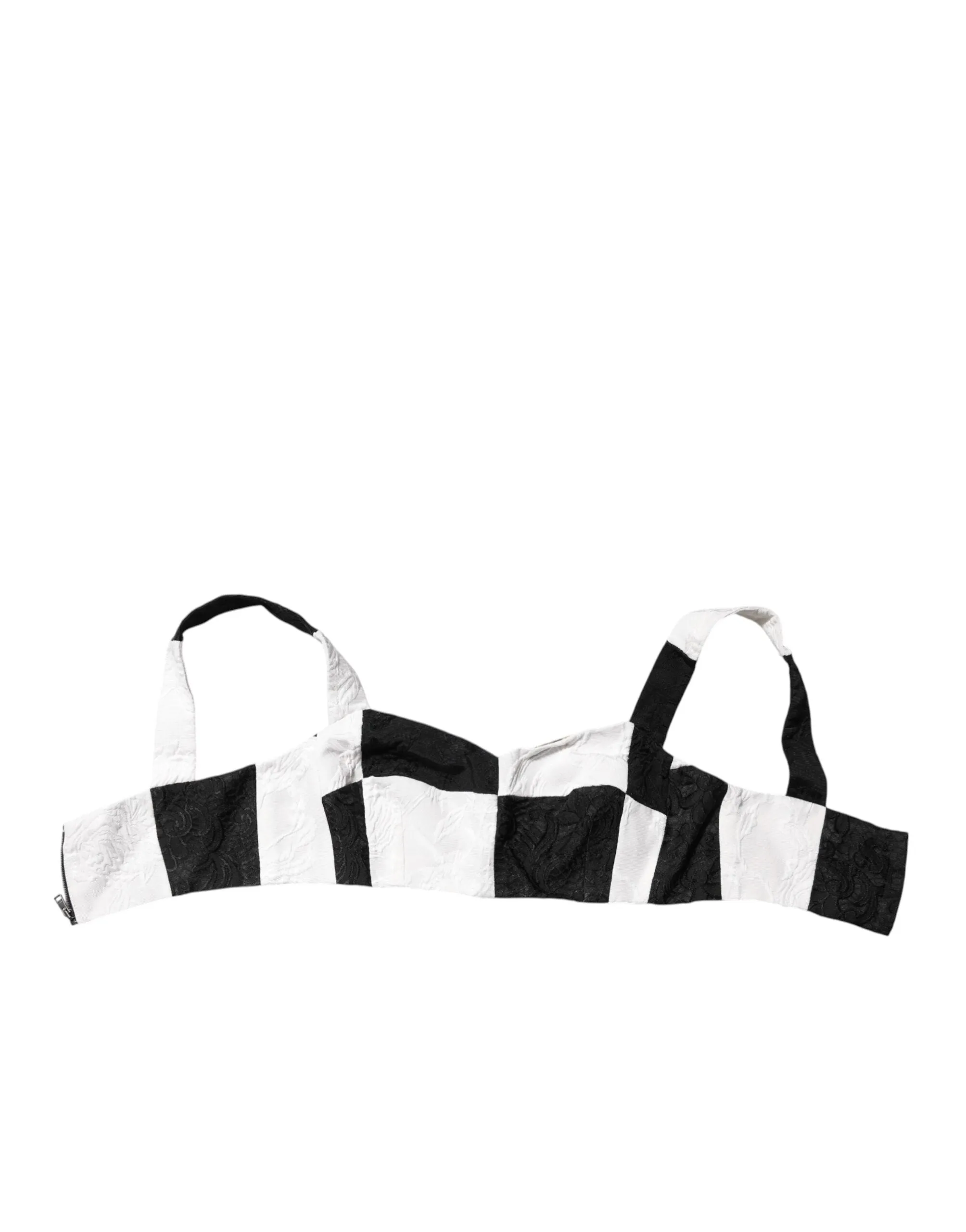 Black White Cropped Bustier Corset Bra Top sold by Lord & Taylor product image thumbnail 4