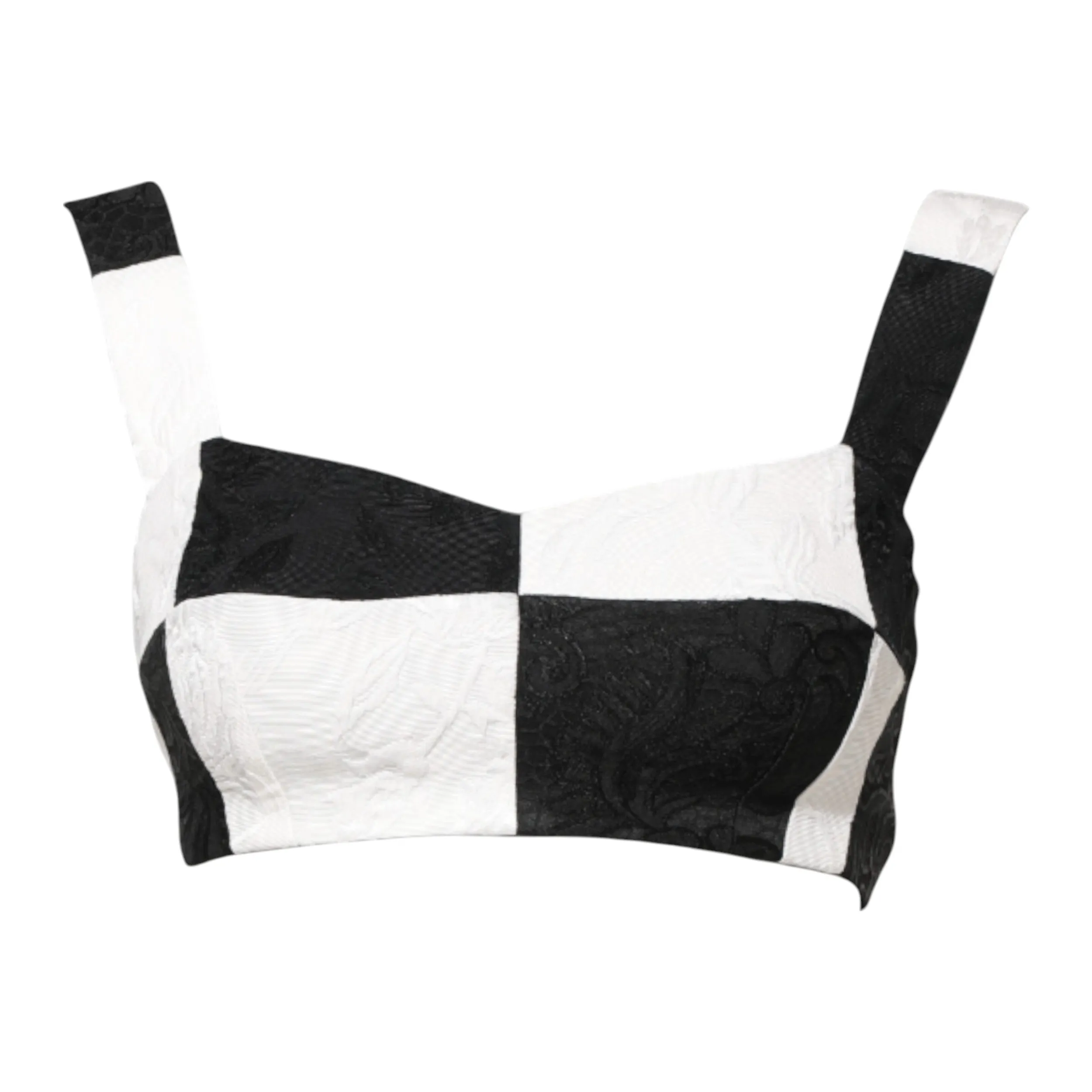 Black White Cropped Bustier Corset Bra Top sold by Lord & Taylor product image thumbnail 5