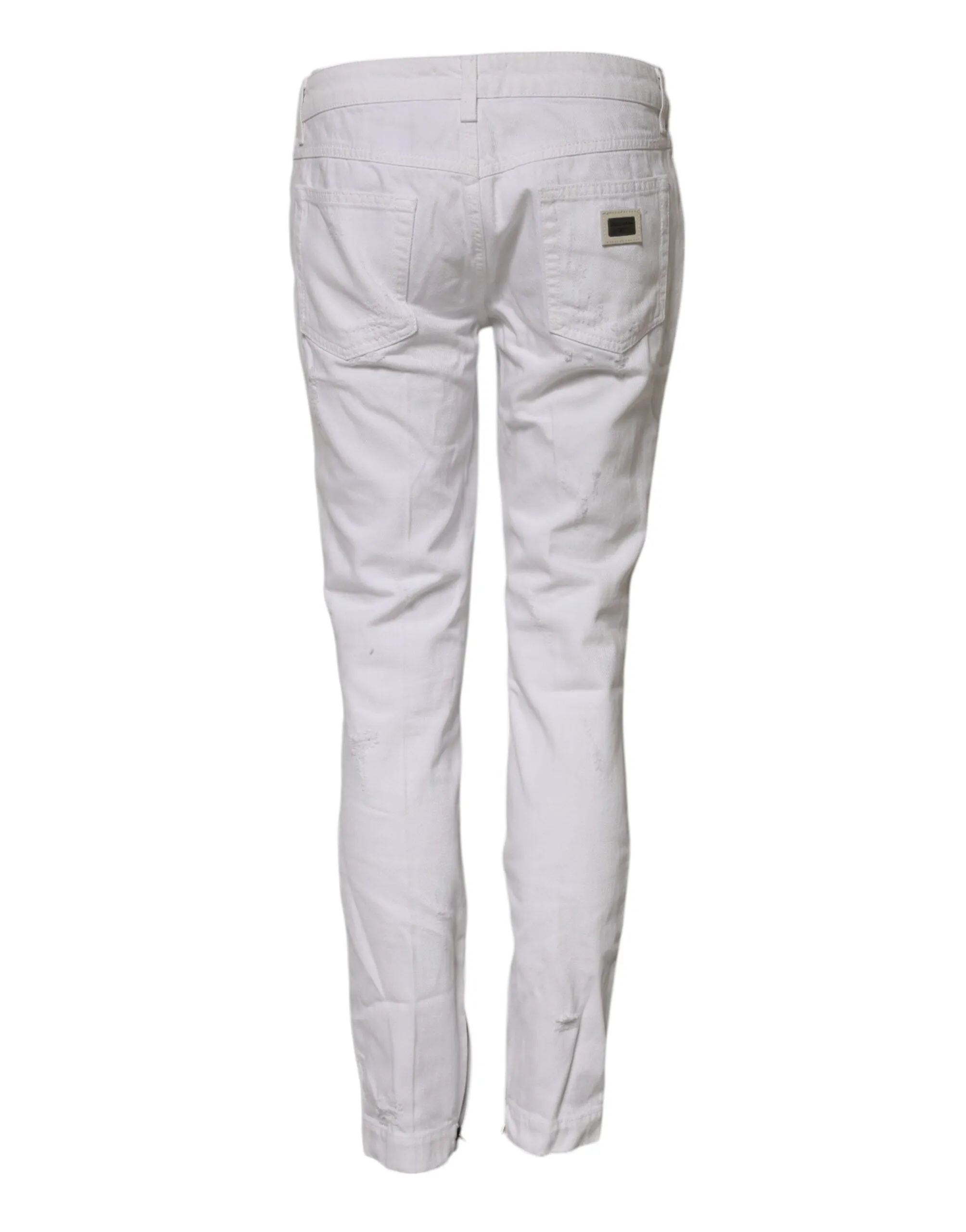 White Cotton Mid Waisted Women Denim Jeans sold by Lord & Taylor product image thumbnail 3