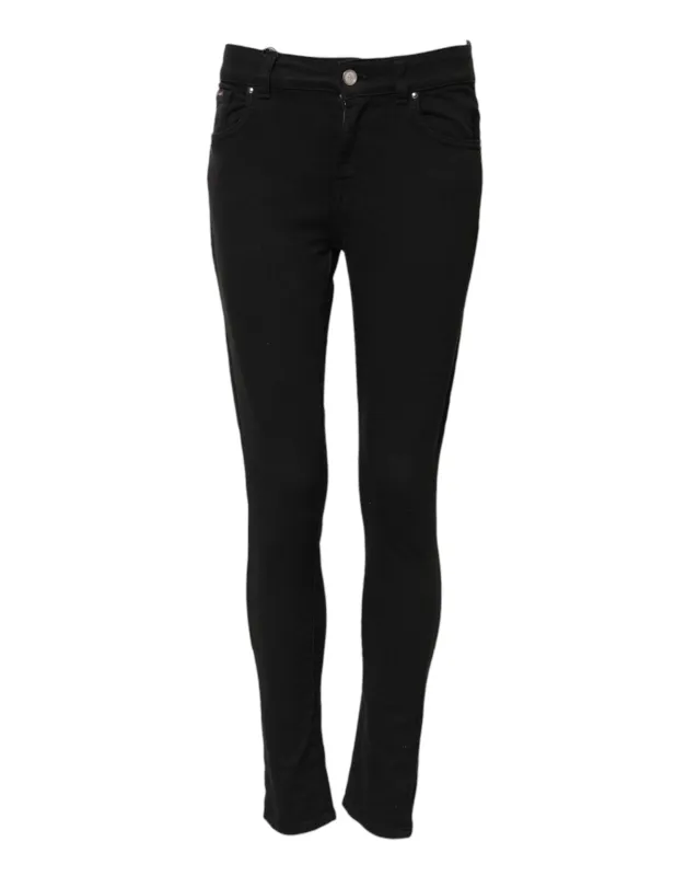 Black Cotton Skinny Mid Waist Denim Jeans made by Lord & Taylor