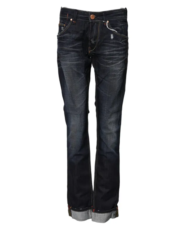 Blue Washed Cotton Mid Waist Flared Denim Jeans sold by Lord & Taylor