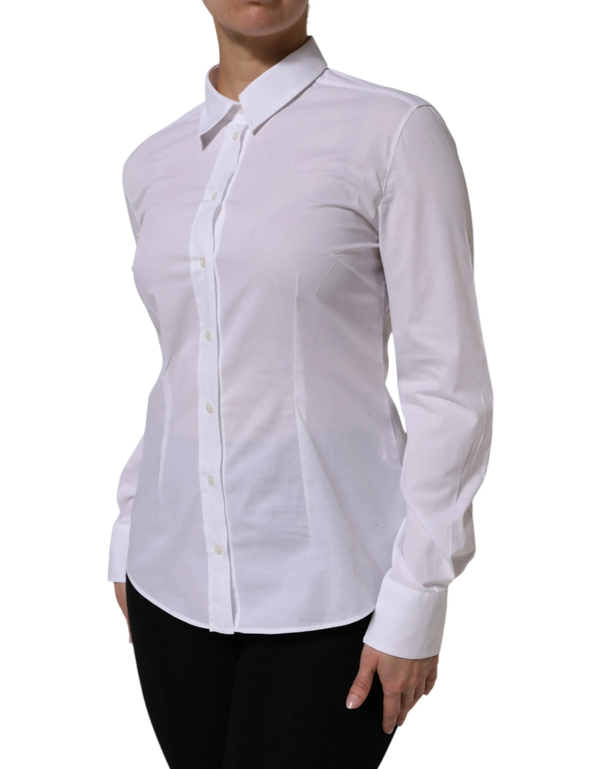 White Cotton Long Sleeves Collared Top Shirt sold by Lord & Taylor product image thumbnail 3