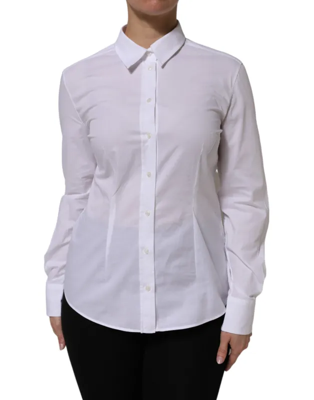 White Cotton Long Sleeves Collared Top Shirt sold by Lord & Taylor