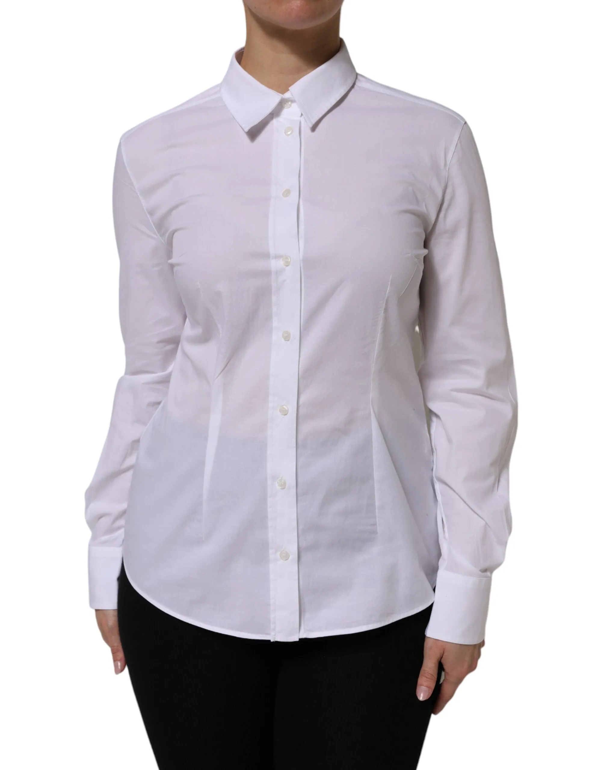 White Cotton Long Sleeves Collared Top Shirt sold by Lord & Taylor product image thumbnail 2