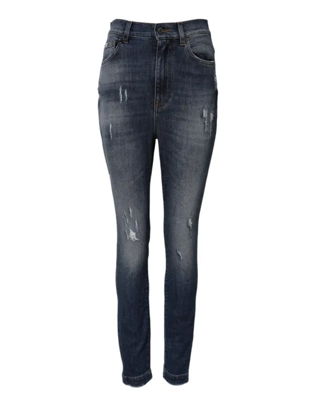 Blue Washed Cotton High Waisted Denim Jeans sold by Lord & Taylor