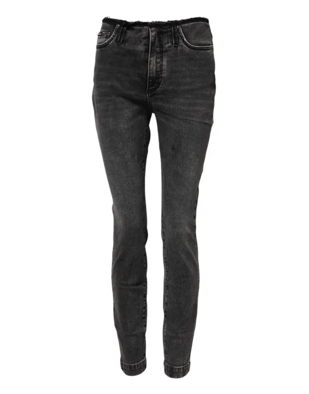 Gray Skinny Cotton Mid Waisted Denim Jeans sold by Lord & Taylor