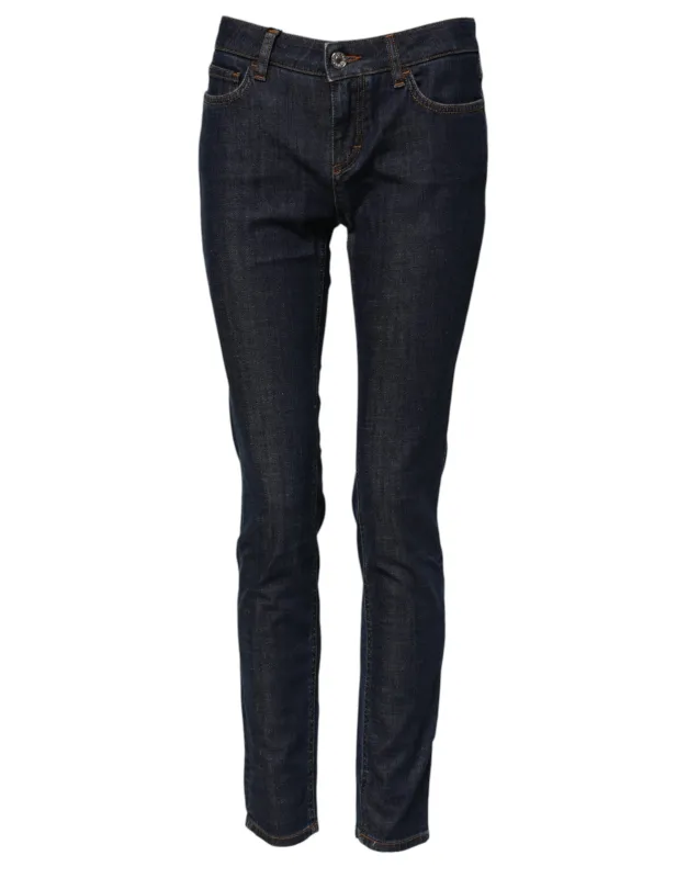 Blue Skinny Cotton Mid Waisted Denim Jeans sold by Lord & Taylor
