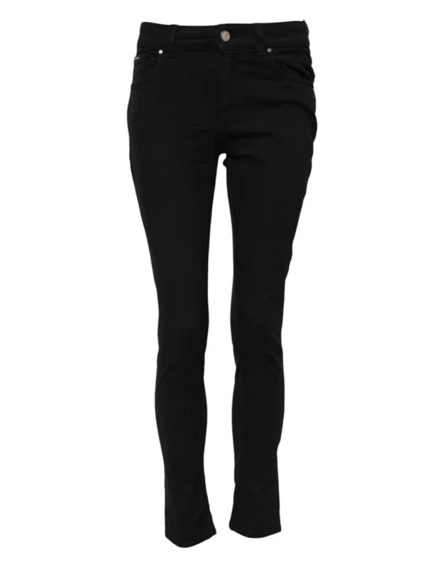 Black Cotton Skinny Mid Waisted Denim Jeans sold by Lord & Taylor