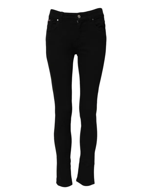 Black Skinny Cotton Mid Waisted Denim Jeans sold by Lord & Taylor