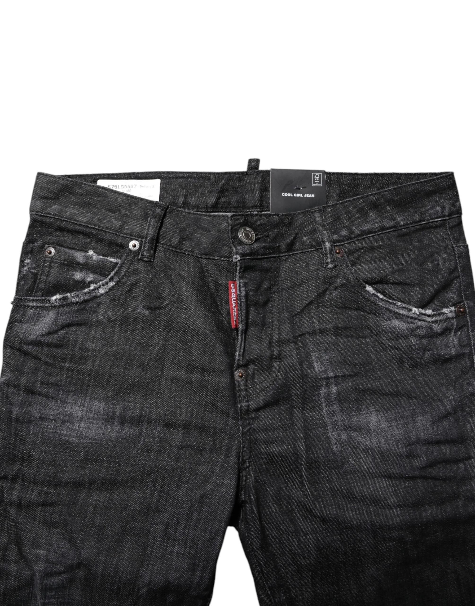 Black Washed Cotton Mid Waist Skinny Jeans sold by Lord & Taylor product image thumbnail 4