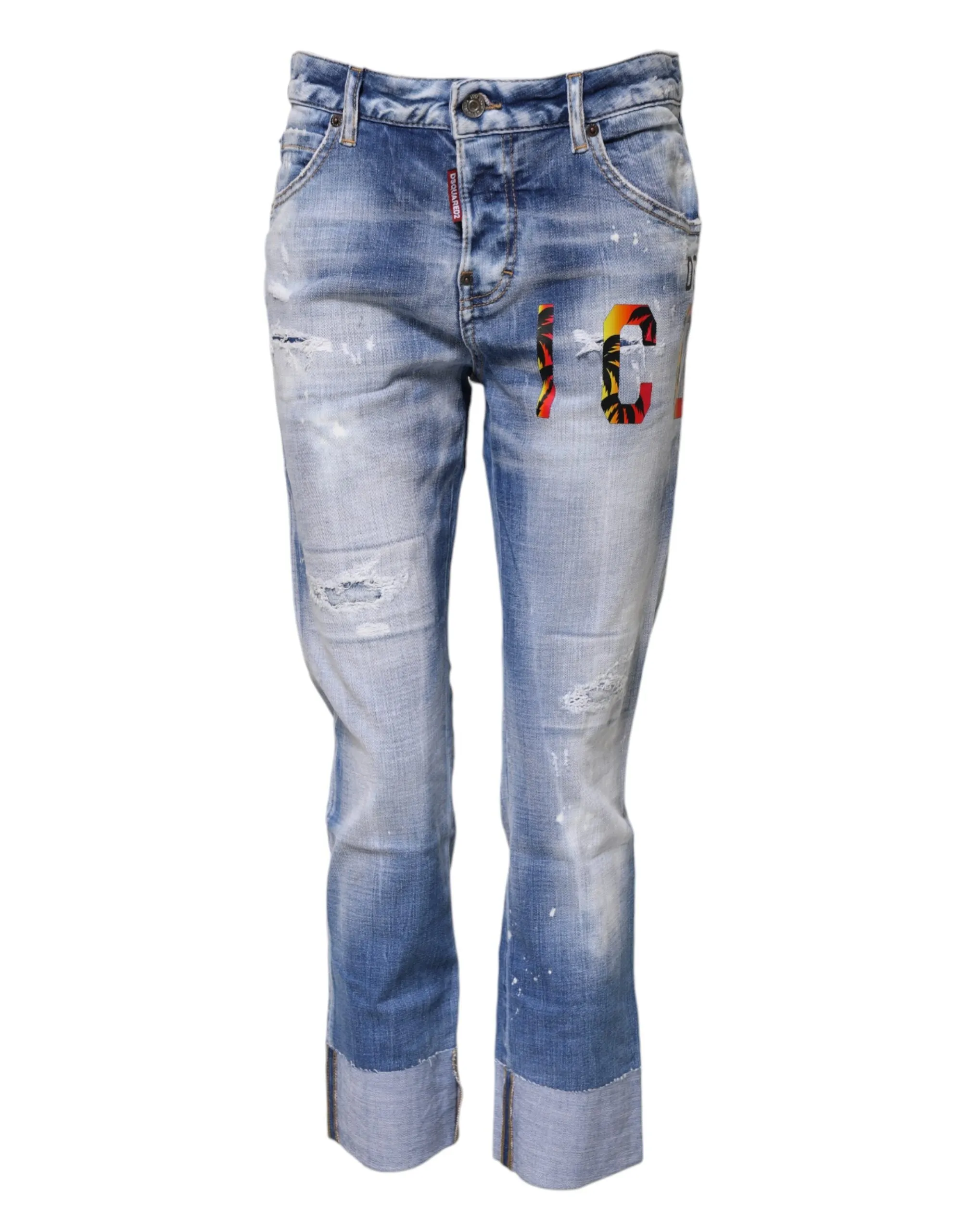 Blue Washed Cotton Mid Waist Skinny Denim Jeans sold by Lord & Taylor
