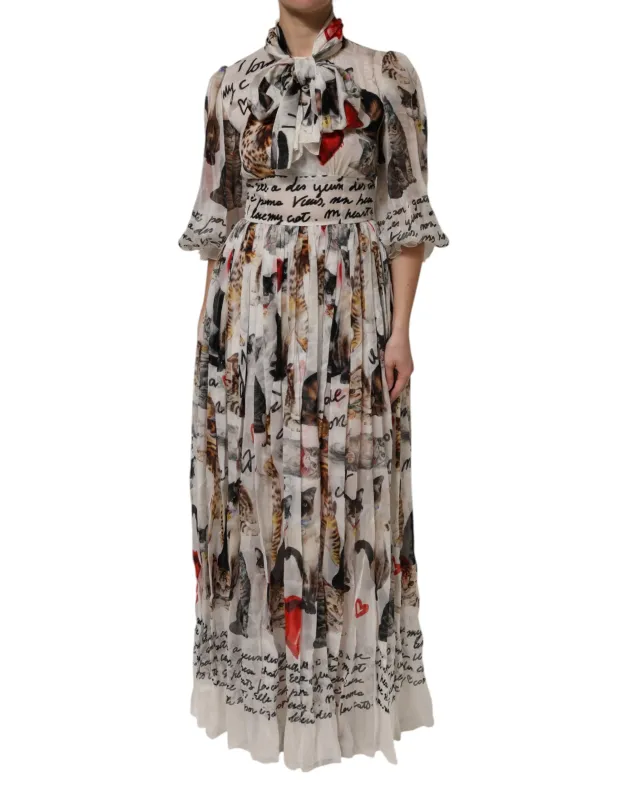 Multicolor Animal Print Silk Ascot Maxi Dress sold by Lord & Taylor