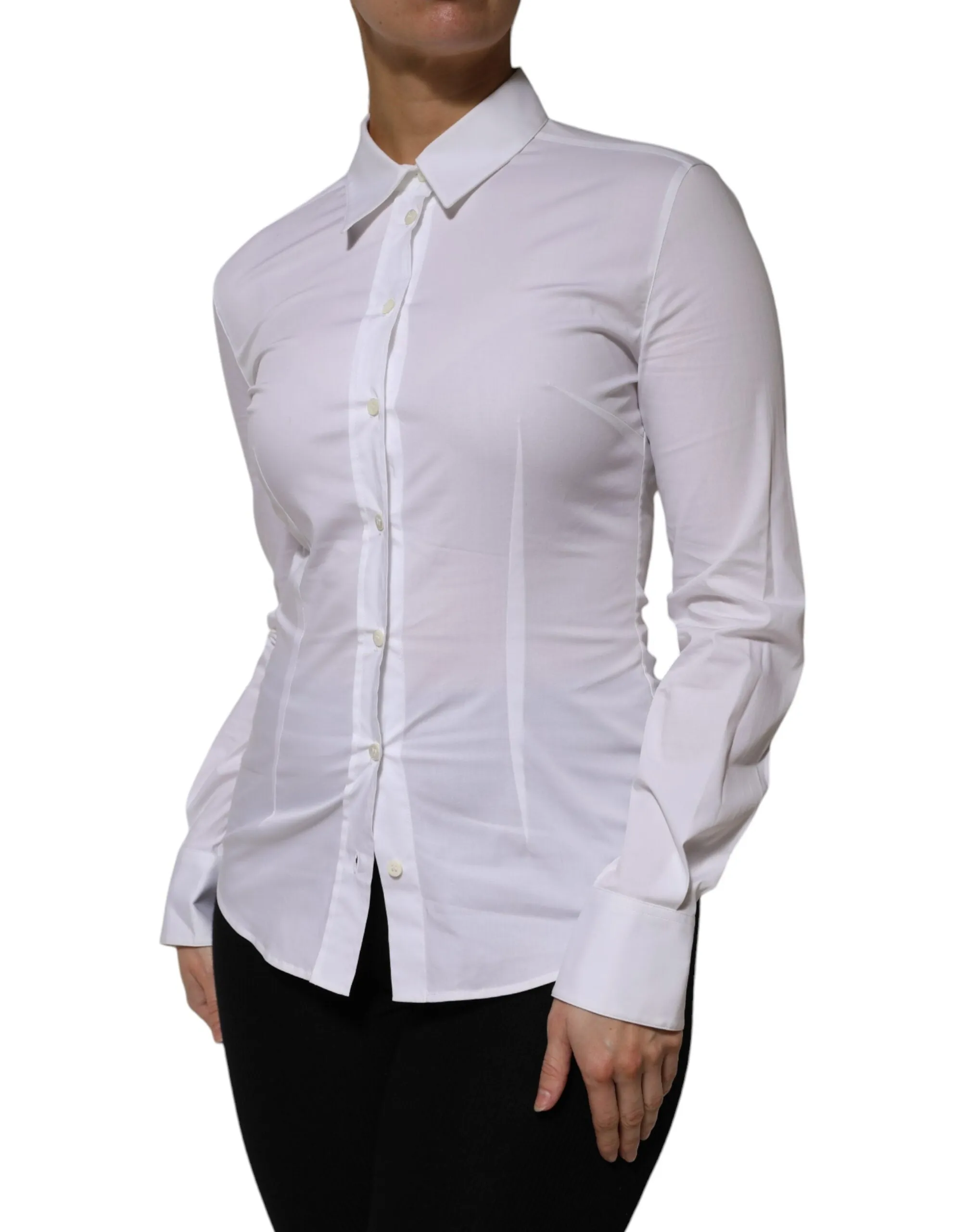 White Cotton Collared Long Sleeves Shirt Top sold by Lord & Taylor product image thumbnail 3