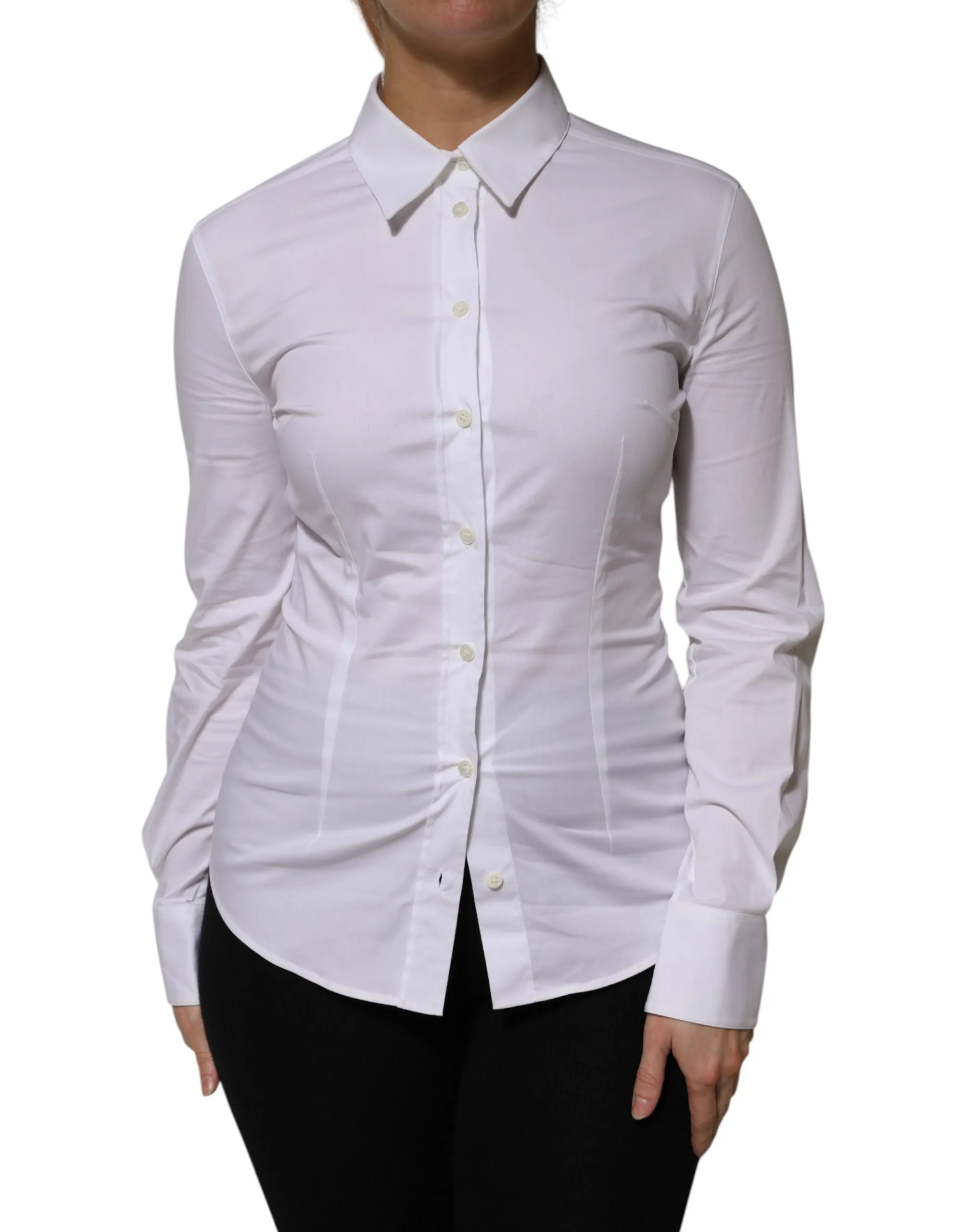 White Cotton Collared Long Sleeves Shirt Top sold by Lord & Taylor product image thumbnail 2