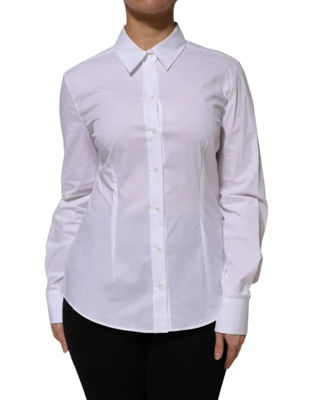 White Cotton Collared Long Sleeves Shirt Top sold by Lord & Taylor