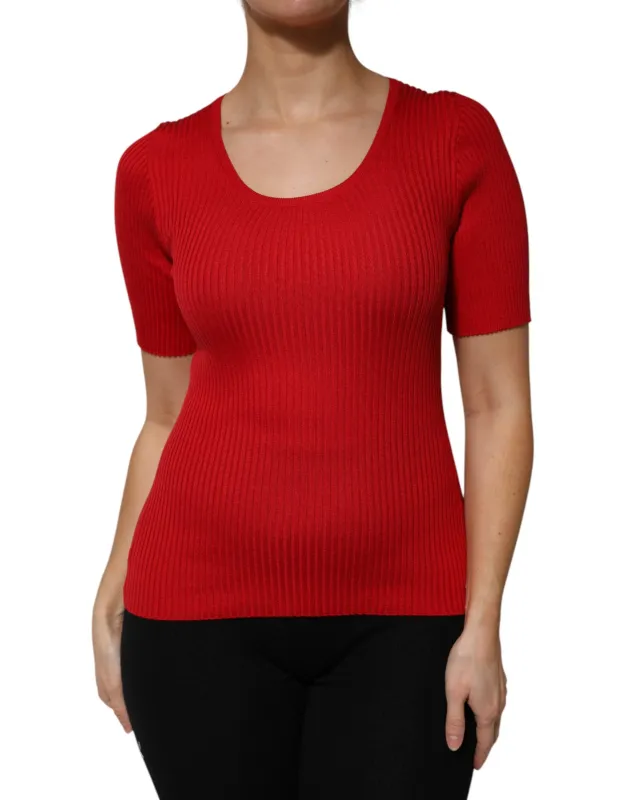 Red Round Neck Short Sleeves Pullover Top sold by Lord & Taylor