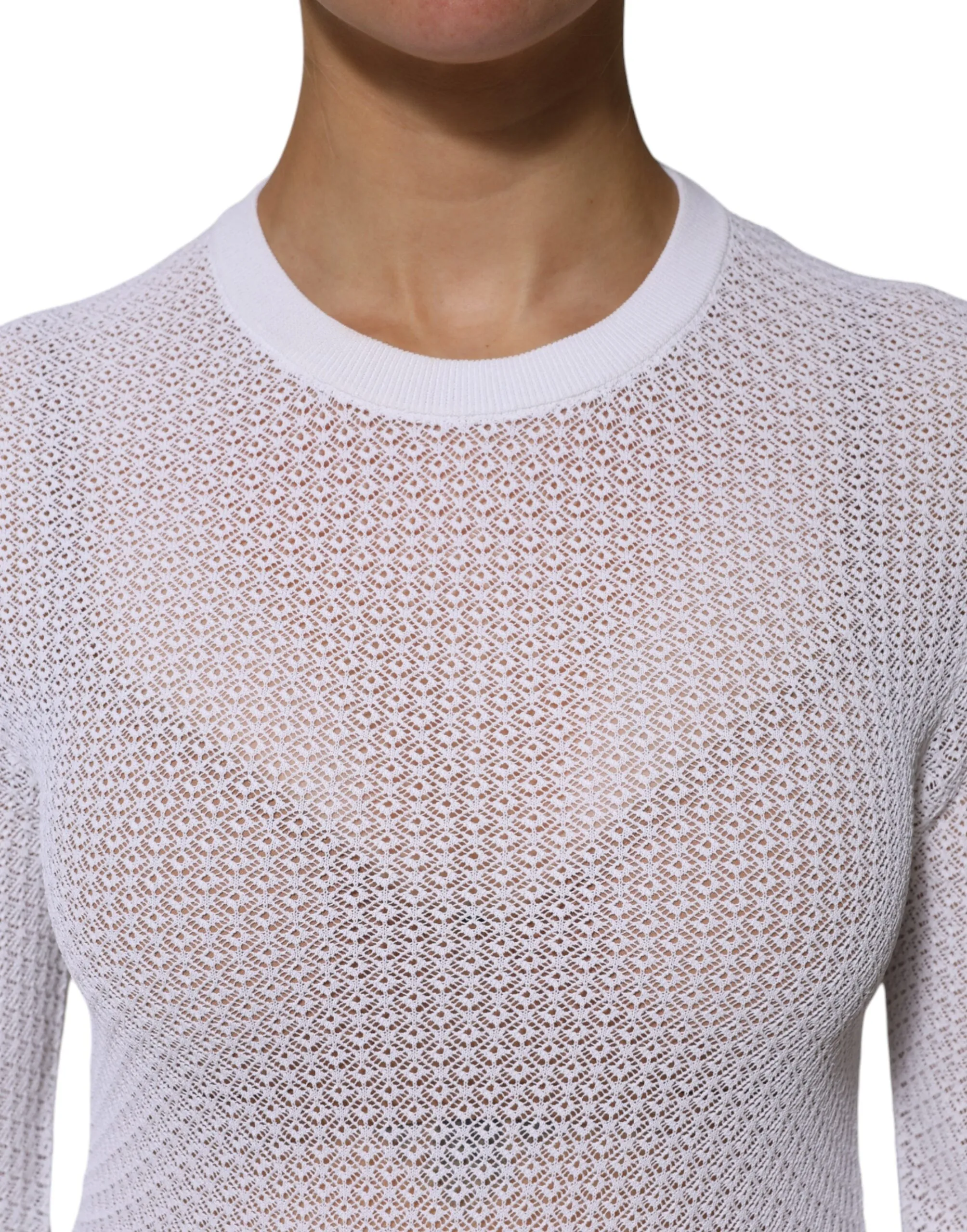 White Round Neck Long Sleeves Pullover Top sold by Lord & Taylor product image thumbnail 5