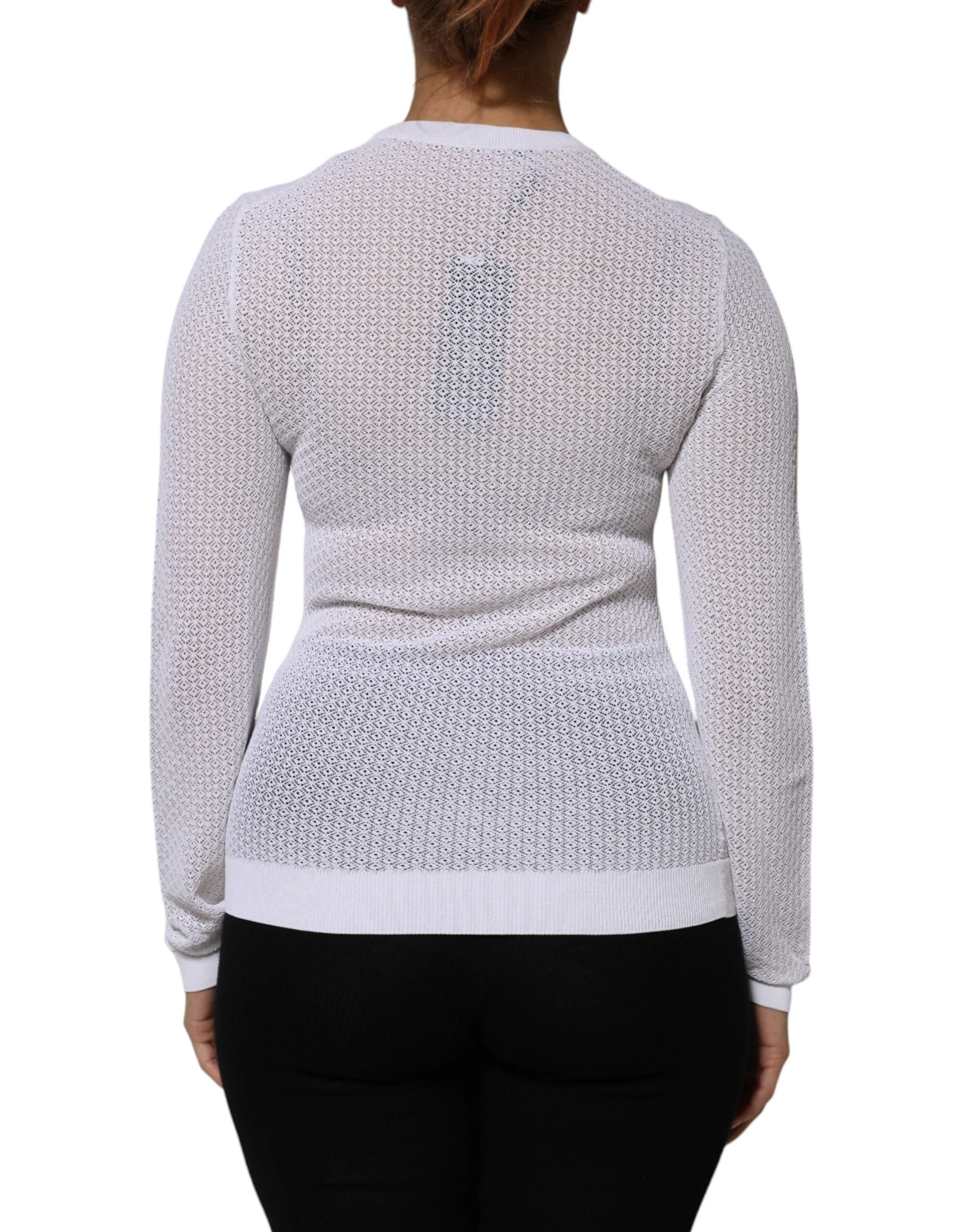 White Round Neck Long Sleeves Pullover Top sold by Lord & Taylor product image thumbnail 4