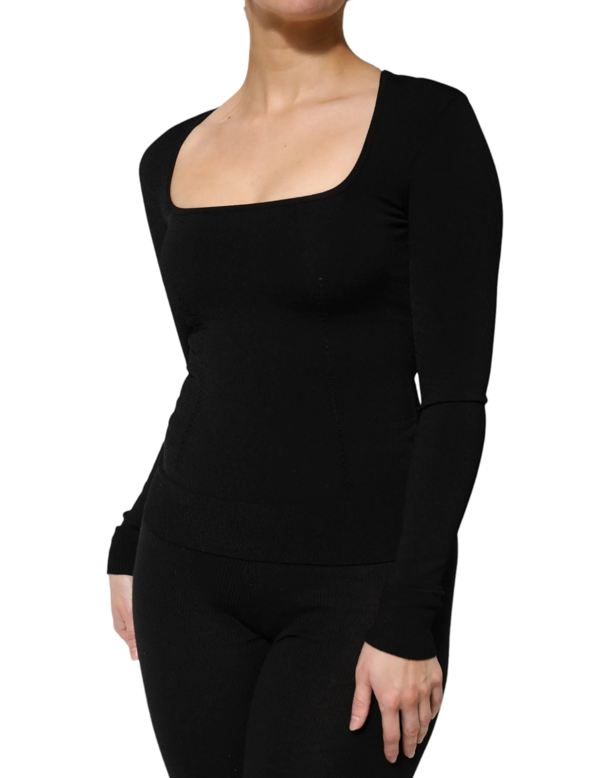 Black Square Neck Long Sleeves Pullover Top sold by Lord & Taylor product image thumbnail 3