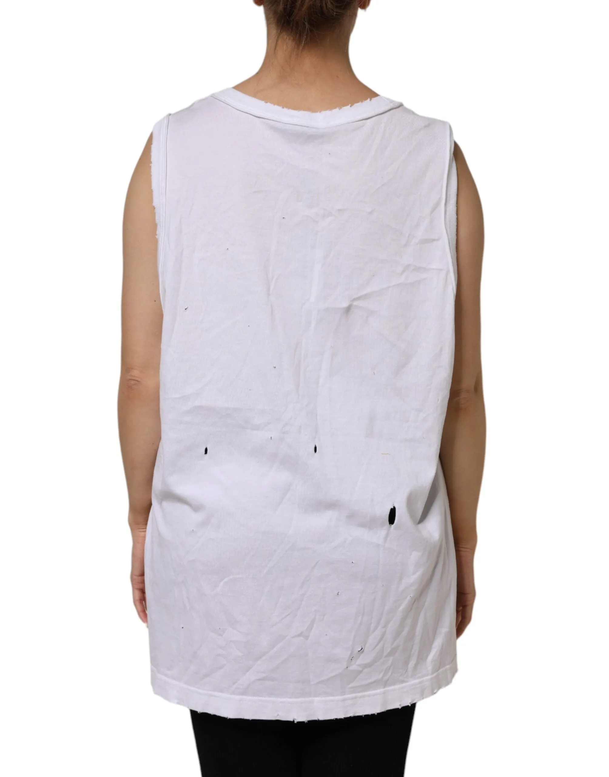 White Cotton Sleeveless Round Neck Tank Top sold by Lord & Taylor product image thumbnail 4
